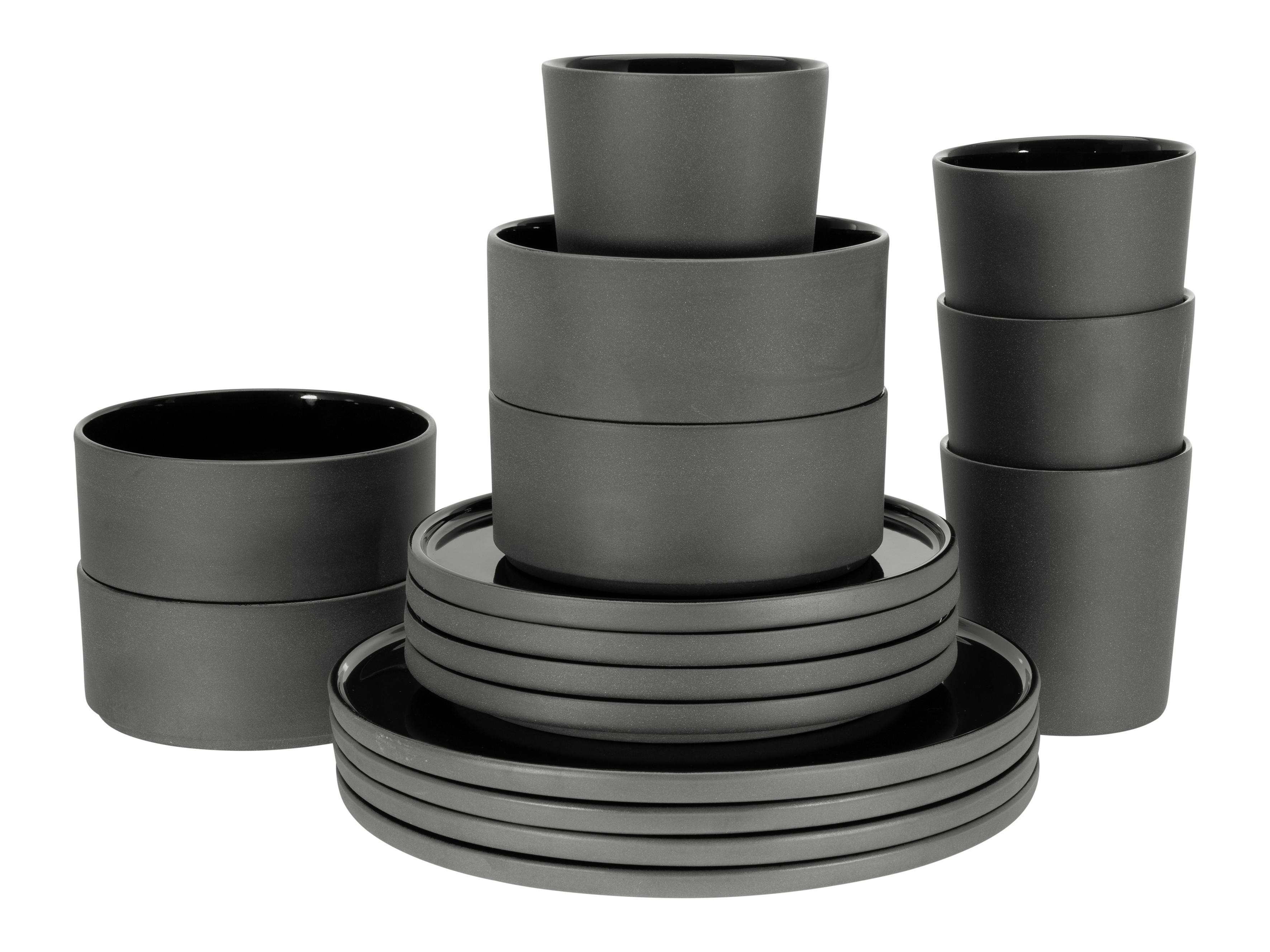 Kombiservice 21539 Futuro Black - Schwarz, Trend, Keramik (41/39/35null) - Creatable