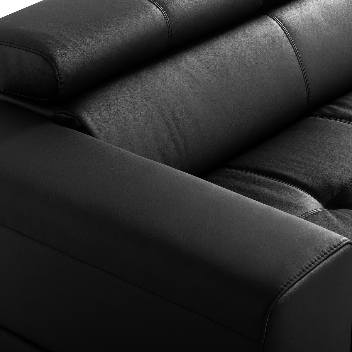 Ecksofa Torino Teilleder Schwarz 247x173 - Schwarz, Design, Leder/Textil (247/173cm) - Livetastic