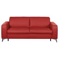 Schlafsofa Aloe Echtleder Rot B: 204 cm - Silberfarben/Rot, Design, Leder (204/84/104cm) - Livetastic