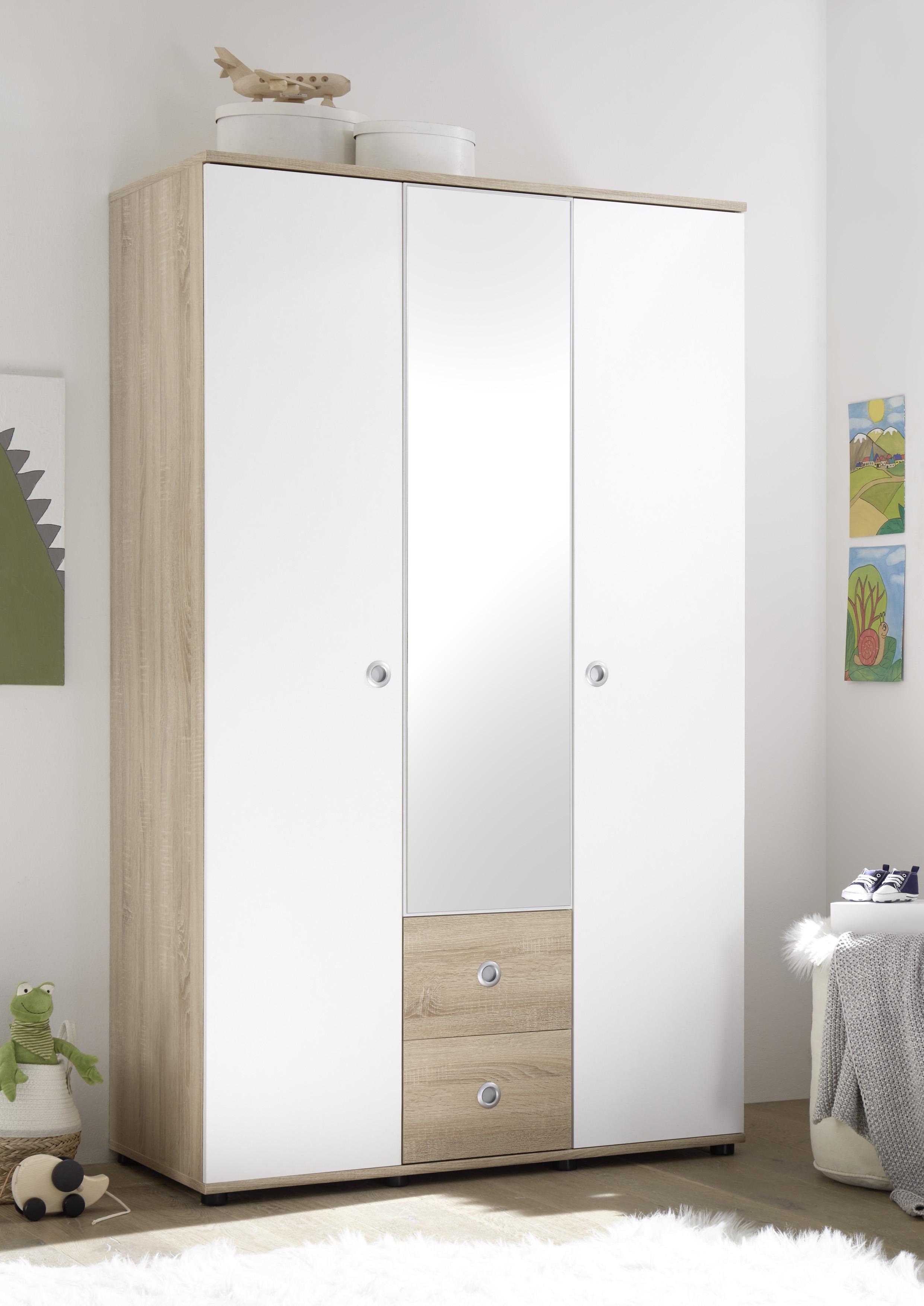 Skriňa WIKI š. 115, dekor dub Sonoma/biela - biela/dub sonoma, Konventionell, kompozitné drevo/plast (115/190/52cm) - MID.YOU