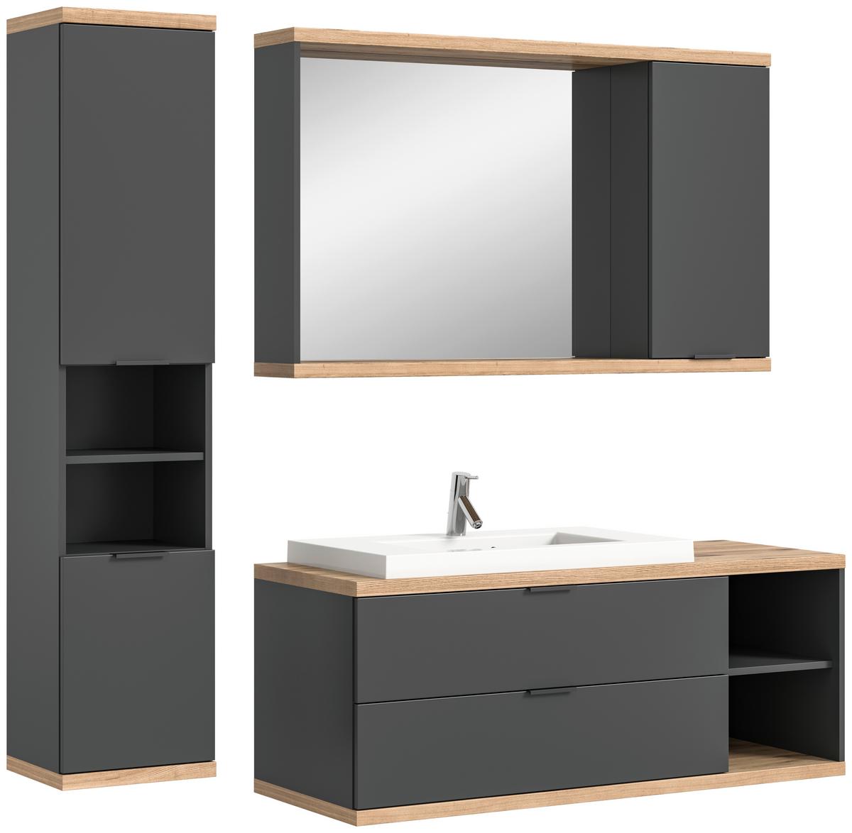 Badezimmer Nuaro Anthrazit B: 186cm - Anthrazit/Weiß, Basics, Glas/Holzwerkstoff (186cm) - MID.YOU