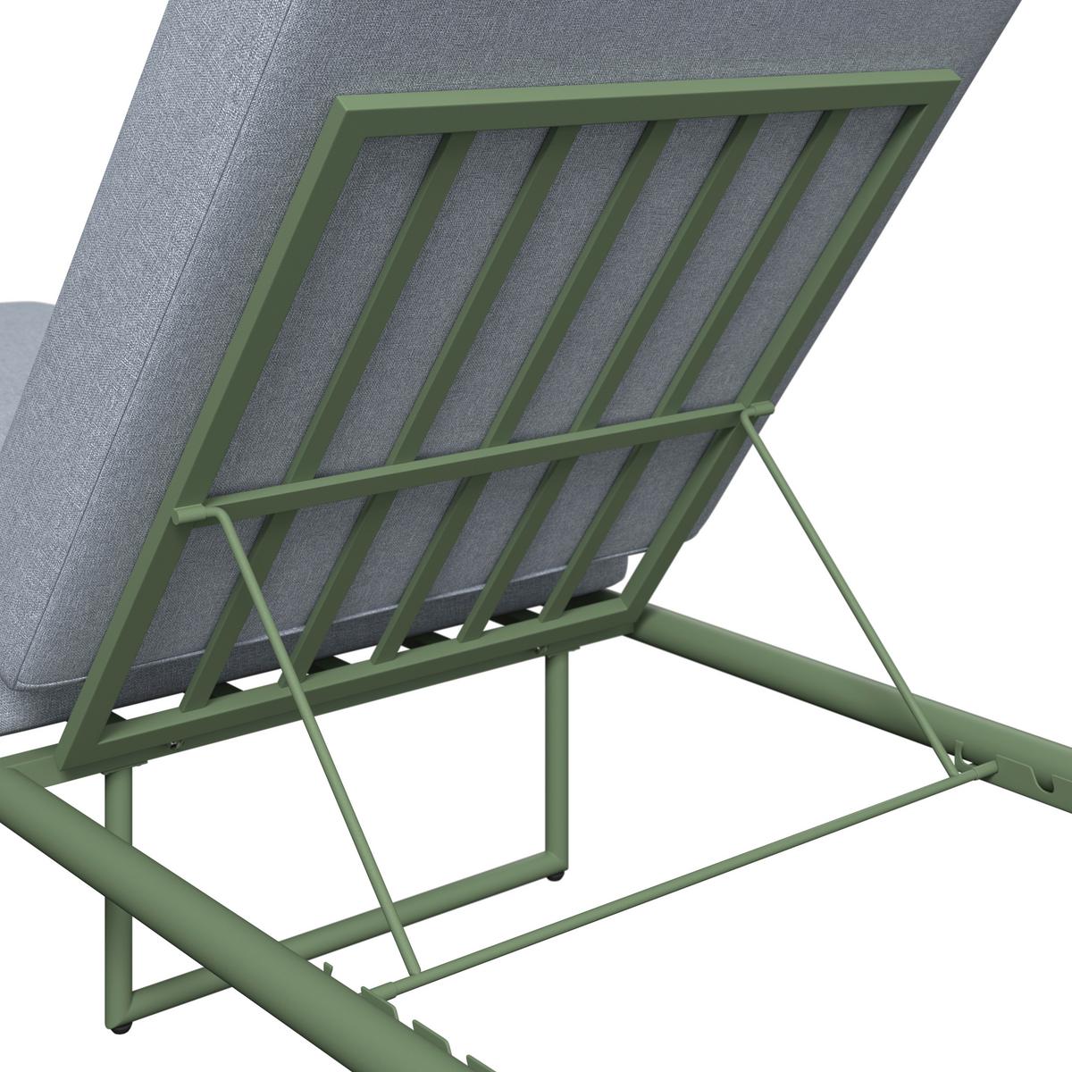 Sonnenliege Daytona - Grün, MODERN, Holz/Textil (200/65/36cm) - Beldano