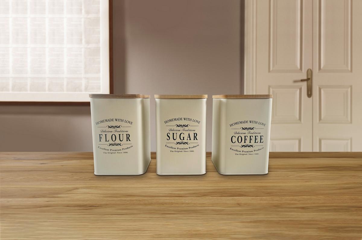 Vorratsdosenset Fatima - Schwarz/Weiß, Basics, Naturmaterialien/Metall - James Wood