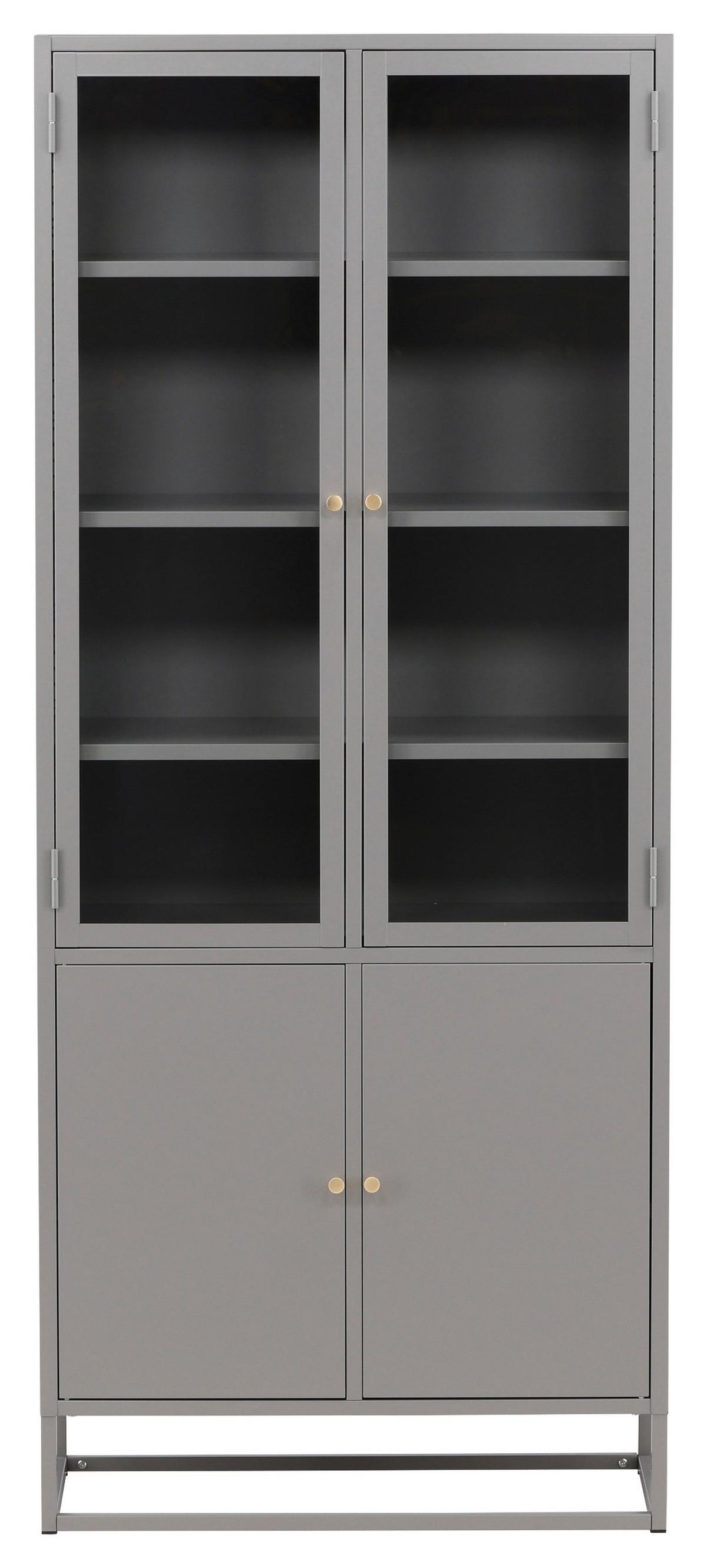 Vitrine Bakal - Hellgrau, Design, Glas/Metall (80/190/41cm) - Livetastic