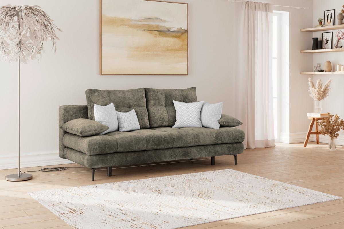 Schlafsofa Perla Mokka B: 203 cm - Schwarz/Mokka, KONVENTIONELL, Textil (203/94/96cm)