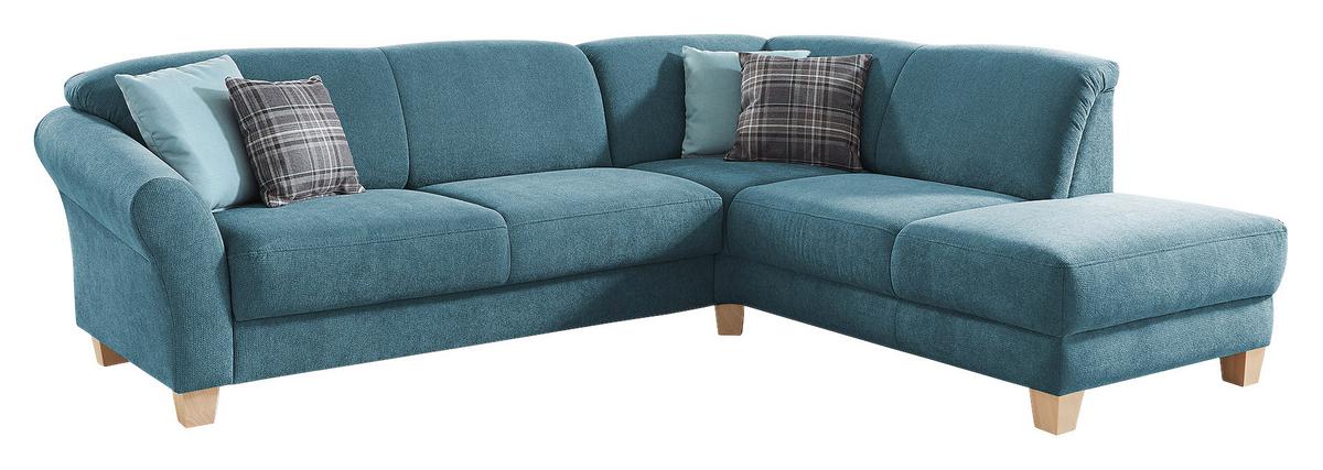 Ecksofa Gotland petrol mit Bettkasten, 257x212 cm - Petrol/Naturfarben, KONVENTIONELL, Textil (257/212cm) - Sit & More