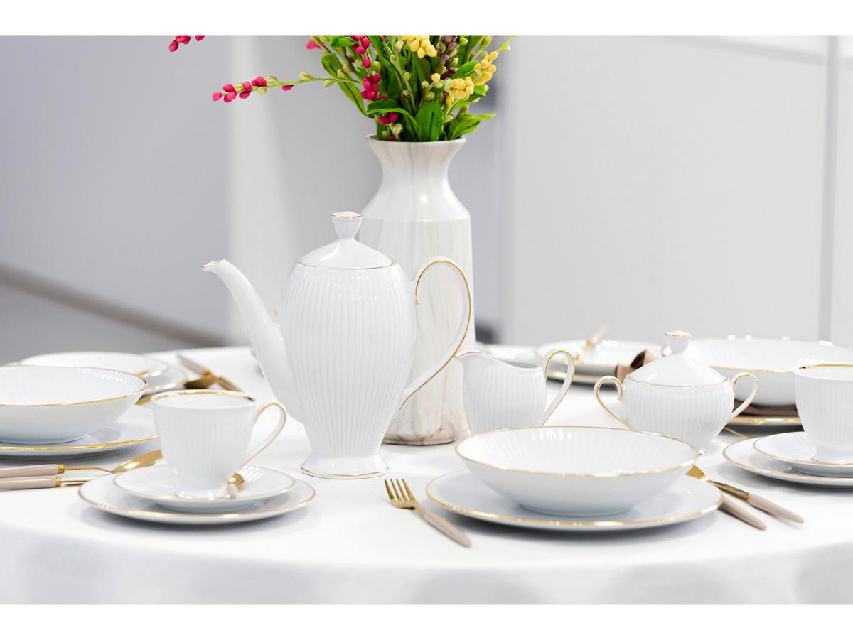 Tafelservice Valencia 12--Teilig., Weiß/goldfarben - Goldfarben/Weiß, Design, Keramik - Creatable