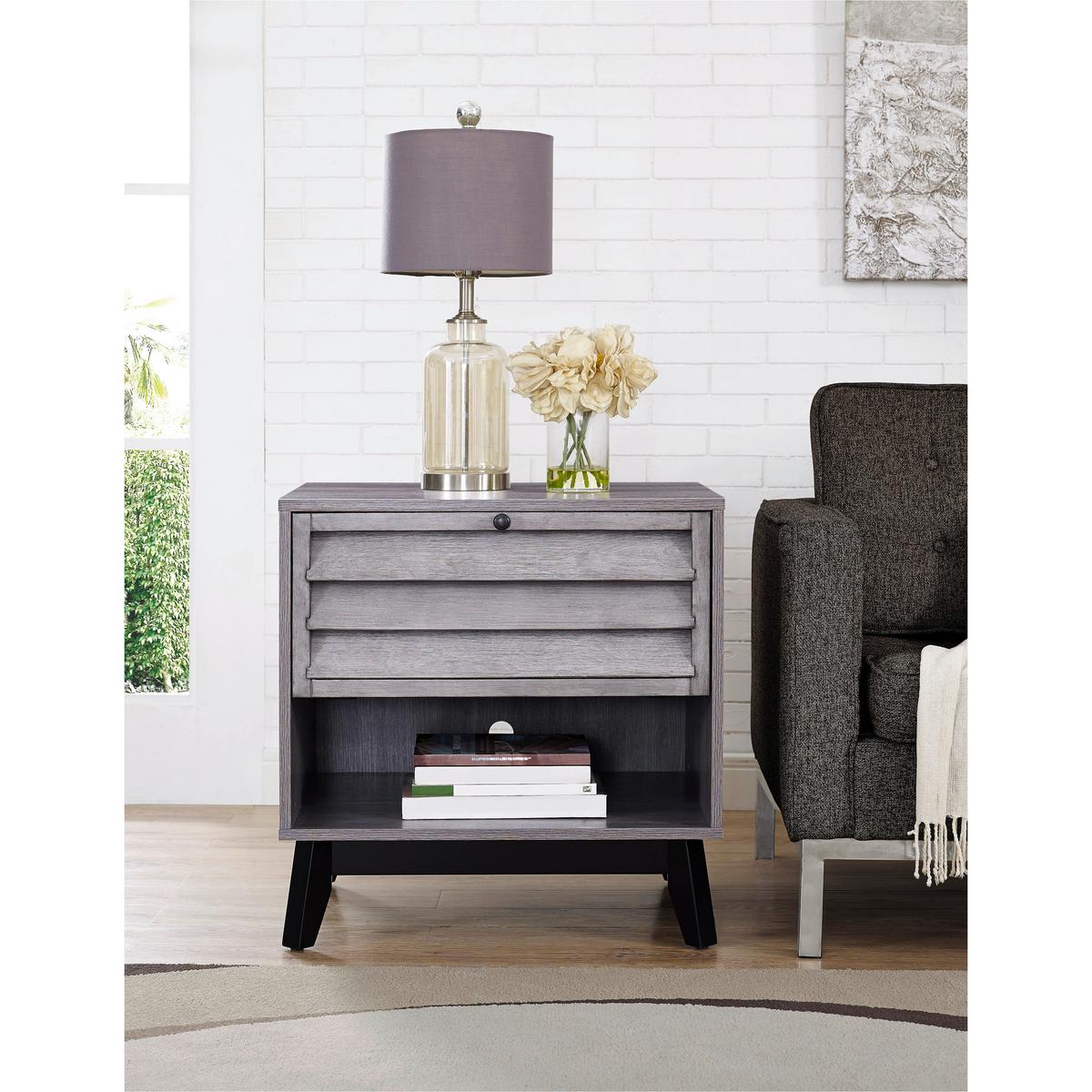 Beistelltisch Vaughn Eiche Grau Dekor B: 60 Cm - Eiche grau/Schwarz, Design, Holz/Holzwerkstoff (60/50/61cm) - MID.YOU