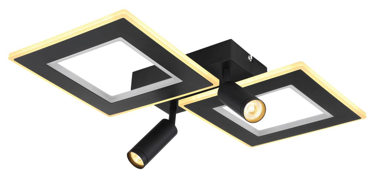 LED-Deckenleuchte L: 54 cm, 1-Flammig - Opal/Schwarz, Design, Kunststoff/Metall (54/41/11,5cm) - Globo
