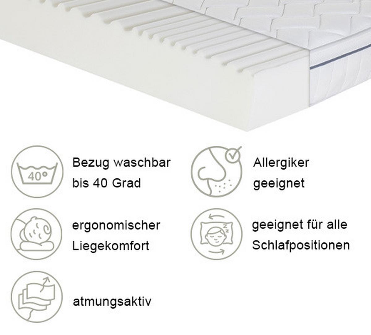 Kaltschaummatratze Air Wave 160x200 Cm H2/h3 H: 19 Cm - Weiß, Basics, Textil (160/200cm) - MID.YOU