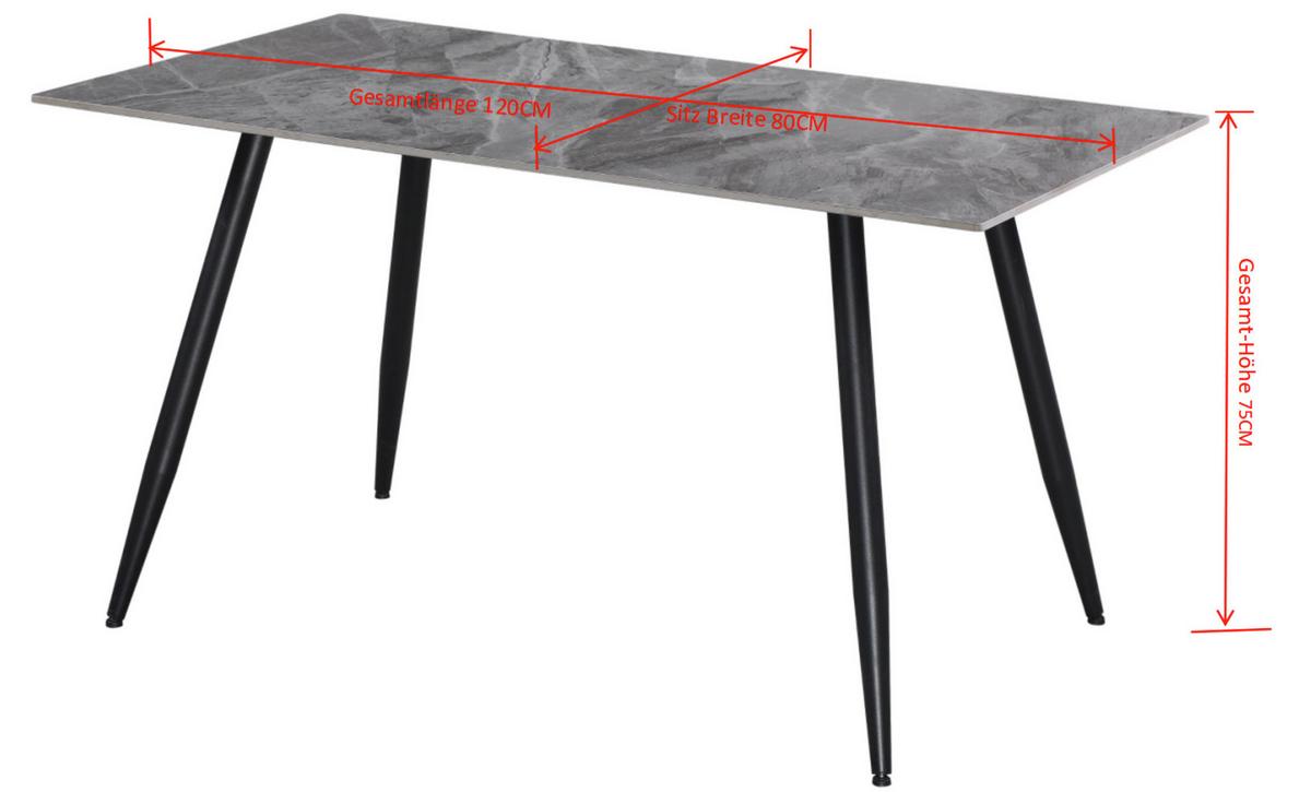 Tischgruppe Anton Giga S 5-teilig, Grau, B: 120cm - Hellgrau, MODERN, Keramik/Textil (120/75/80cm)