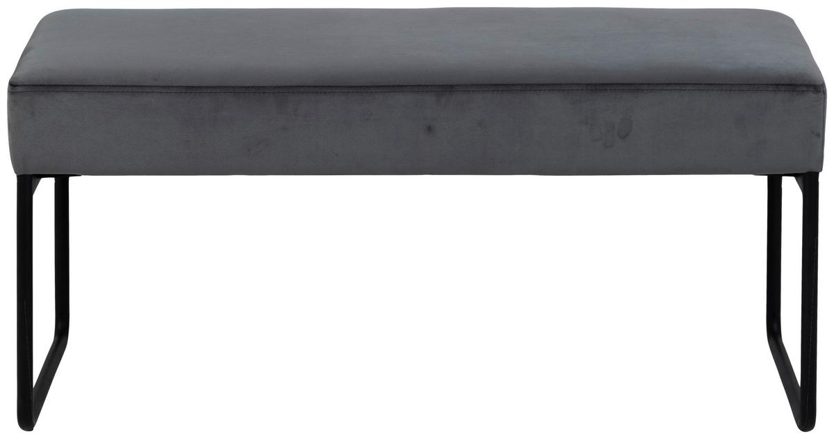 Lavica XENIA sivá - čierna/tmavosivá, Modern, kov/textil (95/46/38cm) - MID.YOU
