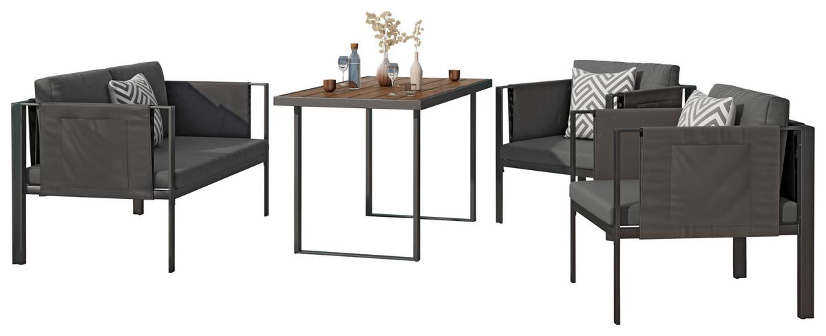 Lounge Garnitúra Padua - natúr színű/fekete, Modern, műanyag/fa - Beldano