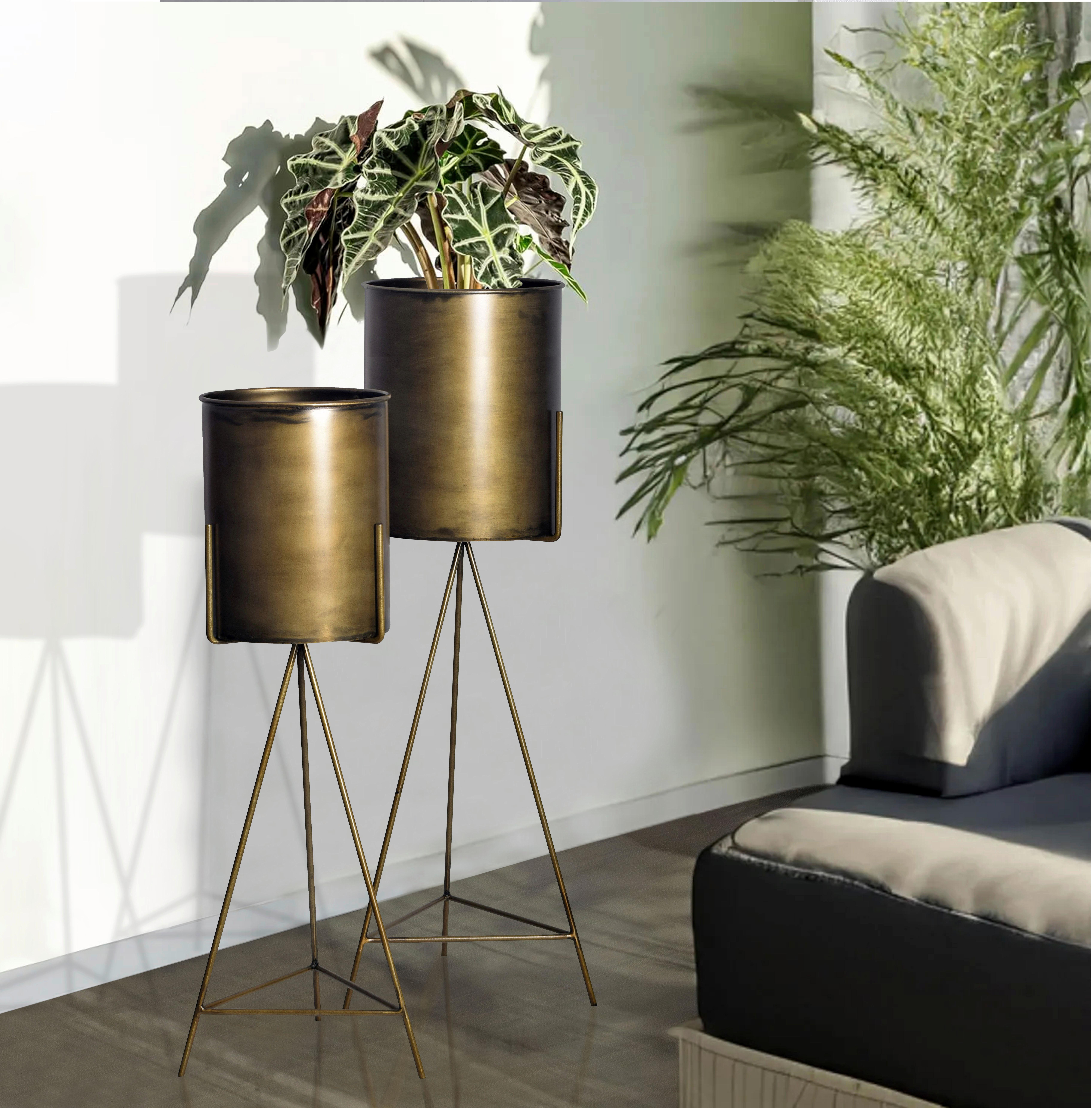 Dekovase 2er Set Goldfarben B: 32 cm - Goldfarben, Design, Metall (32/89/32cm) - Livetastic