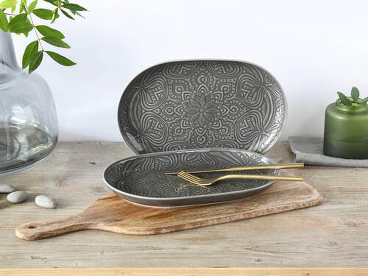 Platte 21652 Orient Mandala - Dunkelgrau, Trend, Keramik - Creatable