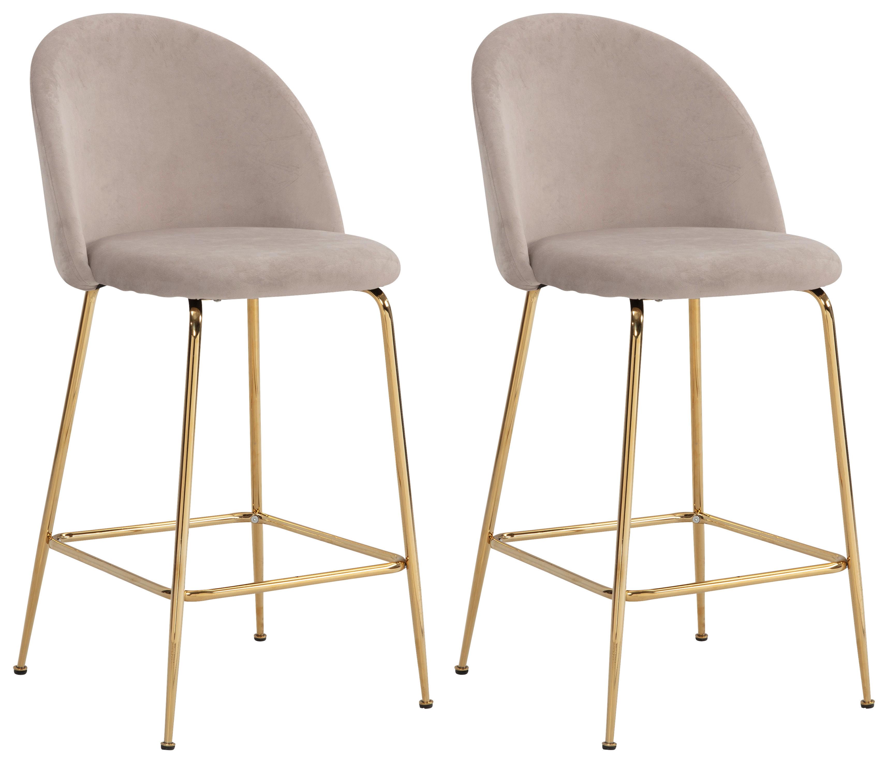 Barhocker-set Beige B: 50 Cm - Beige/Goldfarben, Design, Textil/Metall (50/102/50cm) - MID.YOU
