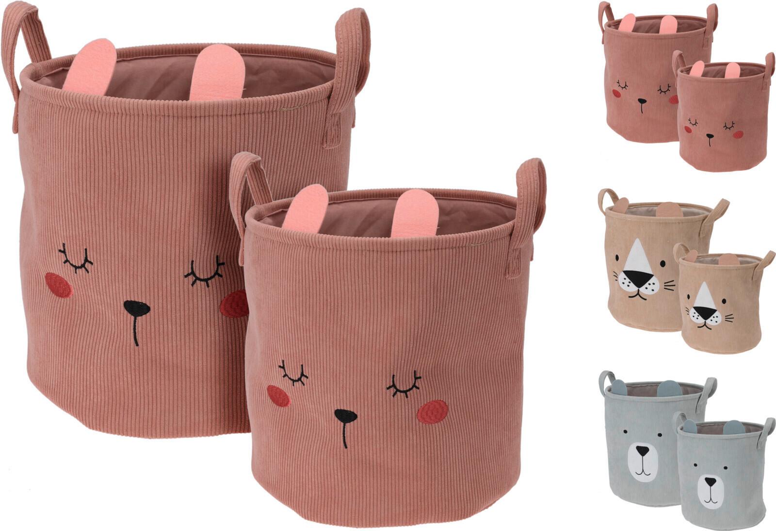 Úložný košík sada 2ks KIDS BASKET - pink/krémová, Basics (30/37/33cm)