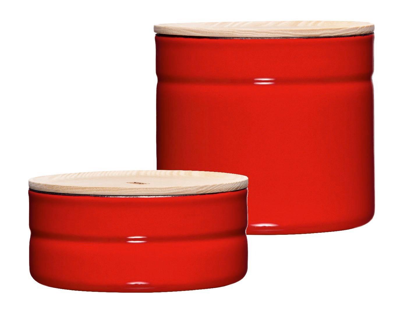 VORRATSDOSENSET 0203-213 KIMA TOMATO - Eschefarben/Rot, Basics, Holz/Metall - Riess