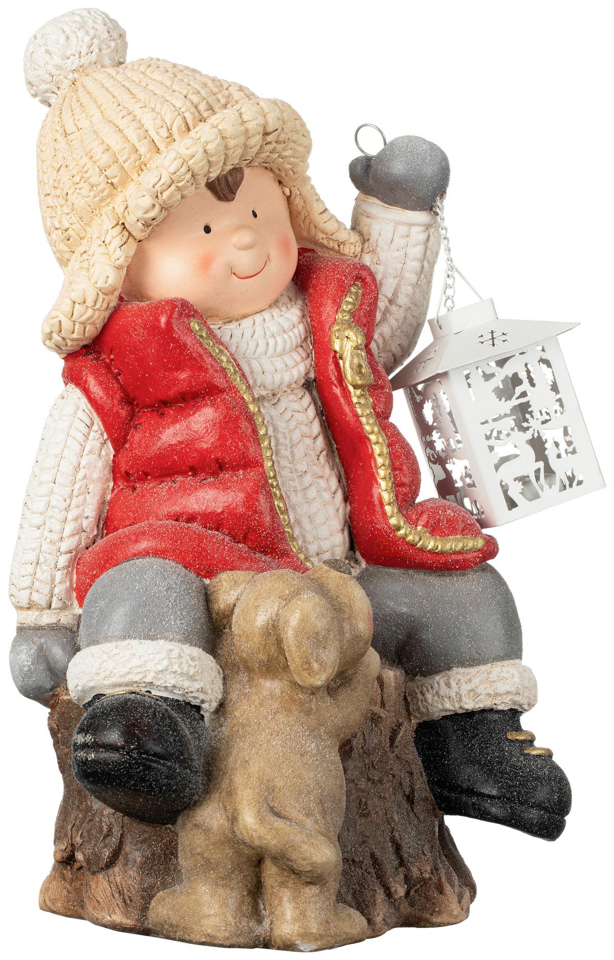 Dekofigur Kind Leon - Gelb/Rot, KONVENTIONELL, Kunststoff (25/22,5/42cm) - Luca Bessoni