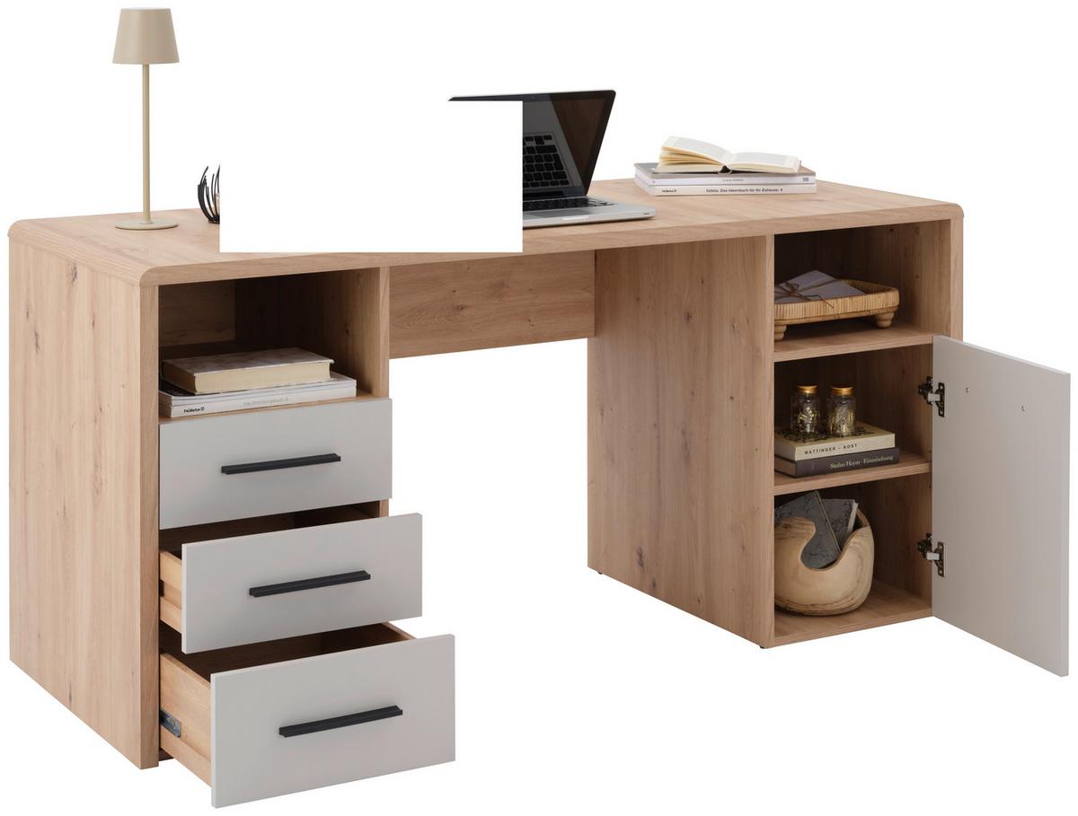 Schreibtisch Fontana Plus B: 150cm, Eichefarben/kaschmir - Kaschmir/Eichefarben, MODERN, Holzwerkstoff (150/75,5/60cm)