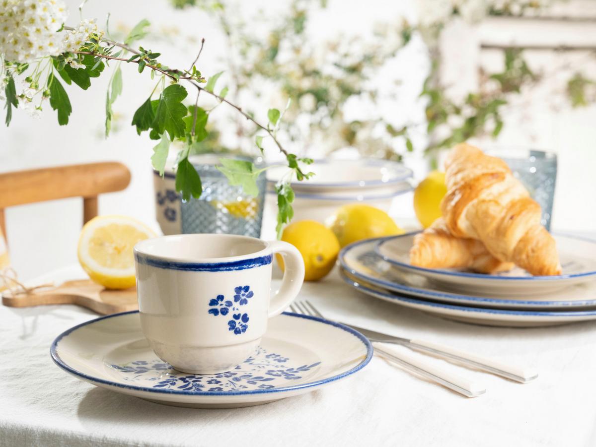 Kombiservice 8 -Teilig. Steinzeug, Blau/Weiß - Blau/Weiß, Basics, Keramik - Creatable