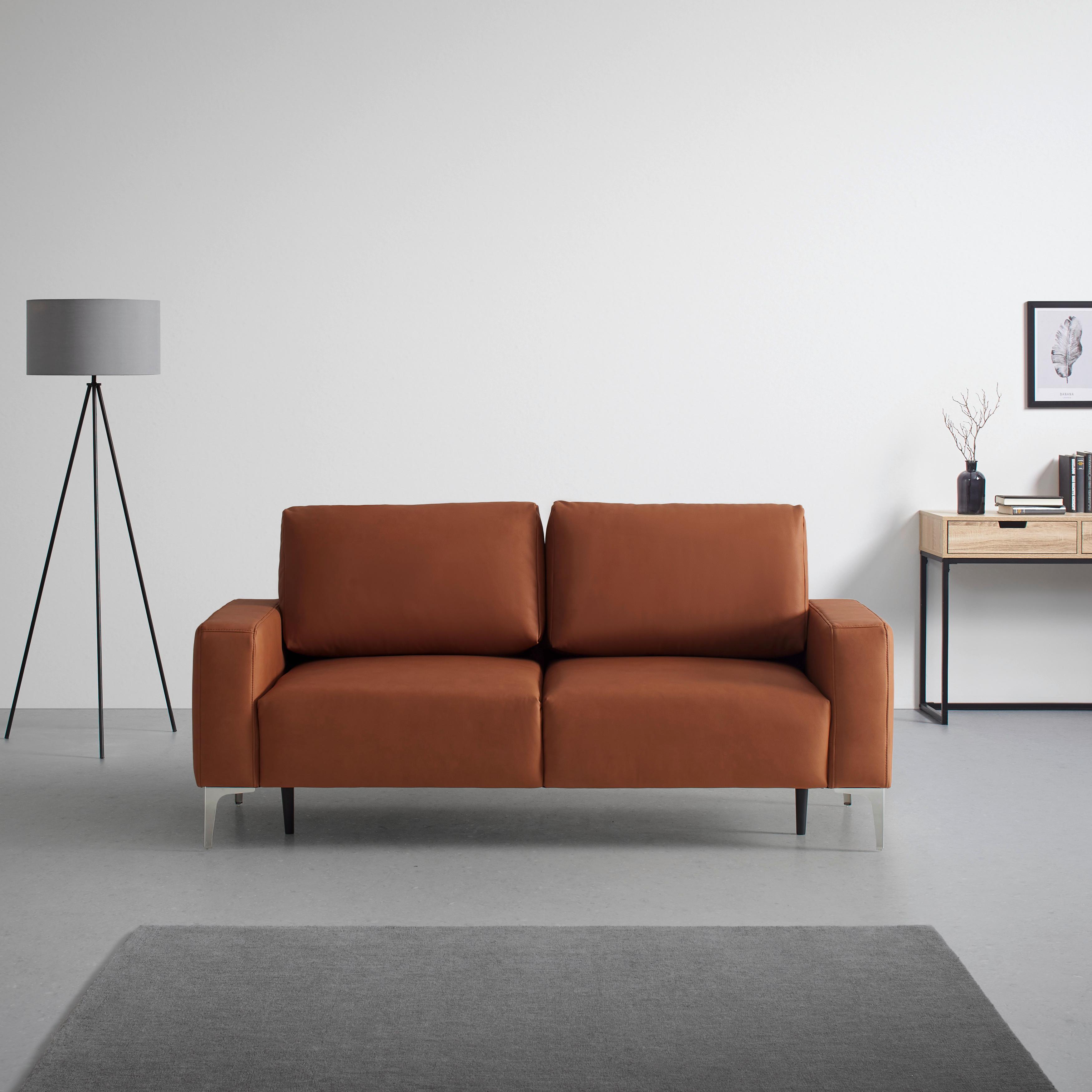 Trojmiestna pohovka CUSTOM, hrdzavá - hrdzavá/chrómová, Modern, kov/textil (182/85/92cm) - Mömax