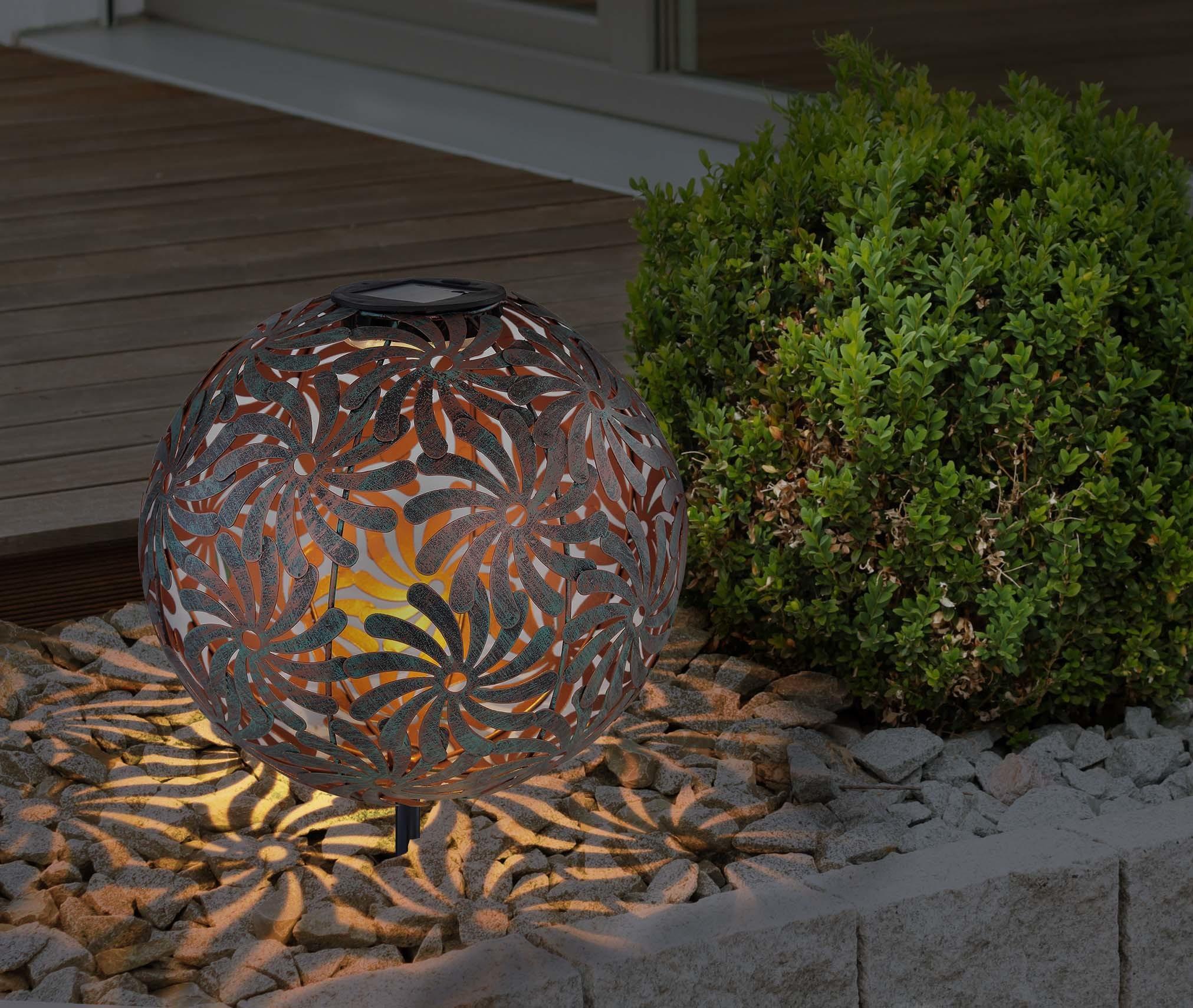 Kugelförmige Solarleuchte aus Metall