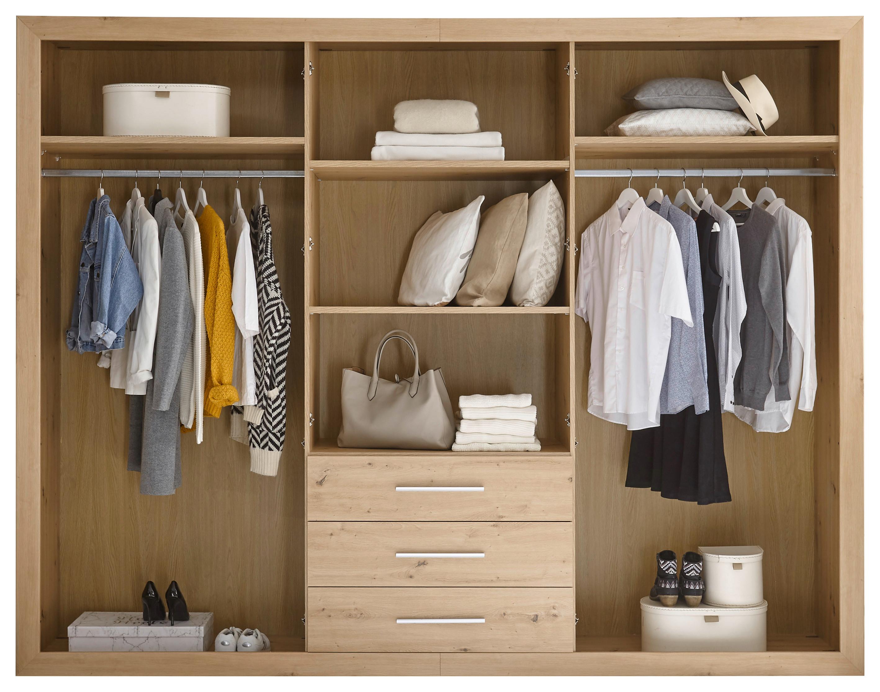 Drehtürenschrank+ Schubladen B 289cm Fernando, Eichef./Weiß - Eichefarben/Weiß, KONVENTIONELL (289/225/59cm) - MID.YOU