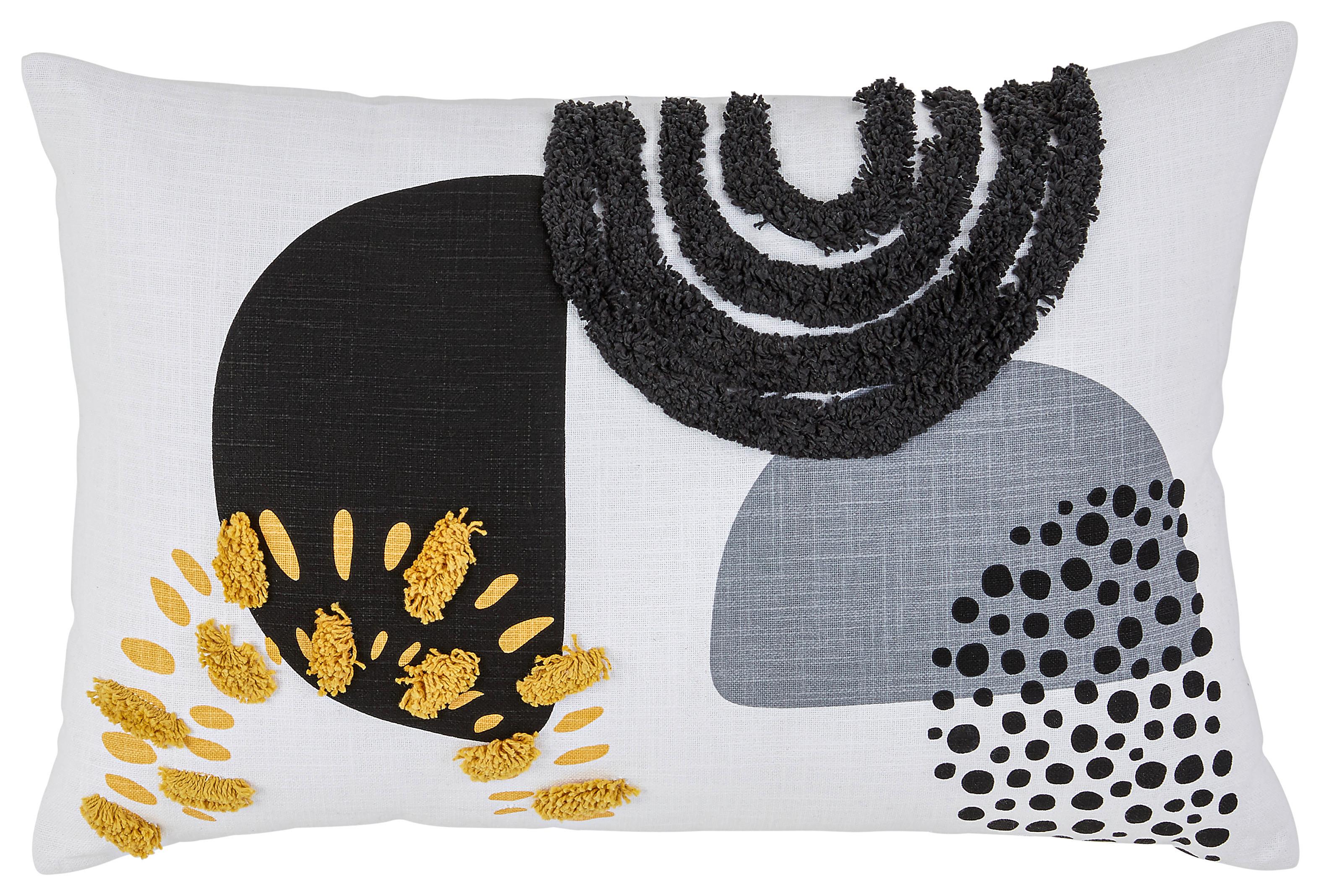 Dekorační Polštář Svea, 40/60cm, Bílá, Černá - bílá, Moderní, textil (40/60cm) - Premium Living