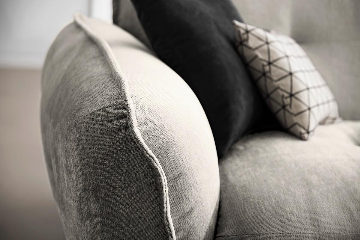 Ecksofa Fluffy Silberfarben S: 269x184 Cm - Silberfarben/Schwarz, MODERN, Textil (269/184cm) - Trendmanufaktur