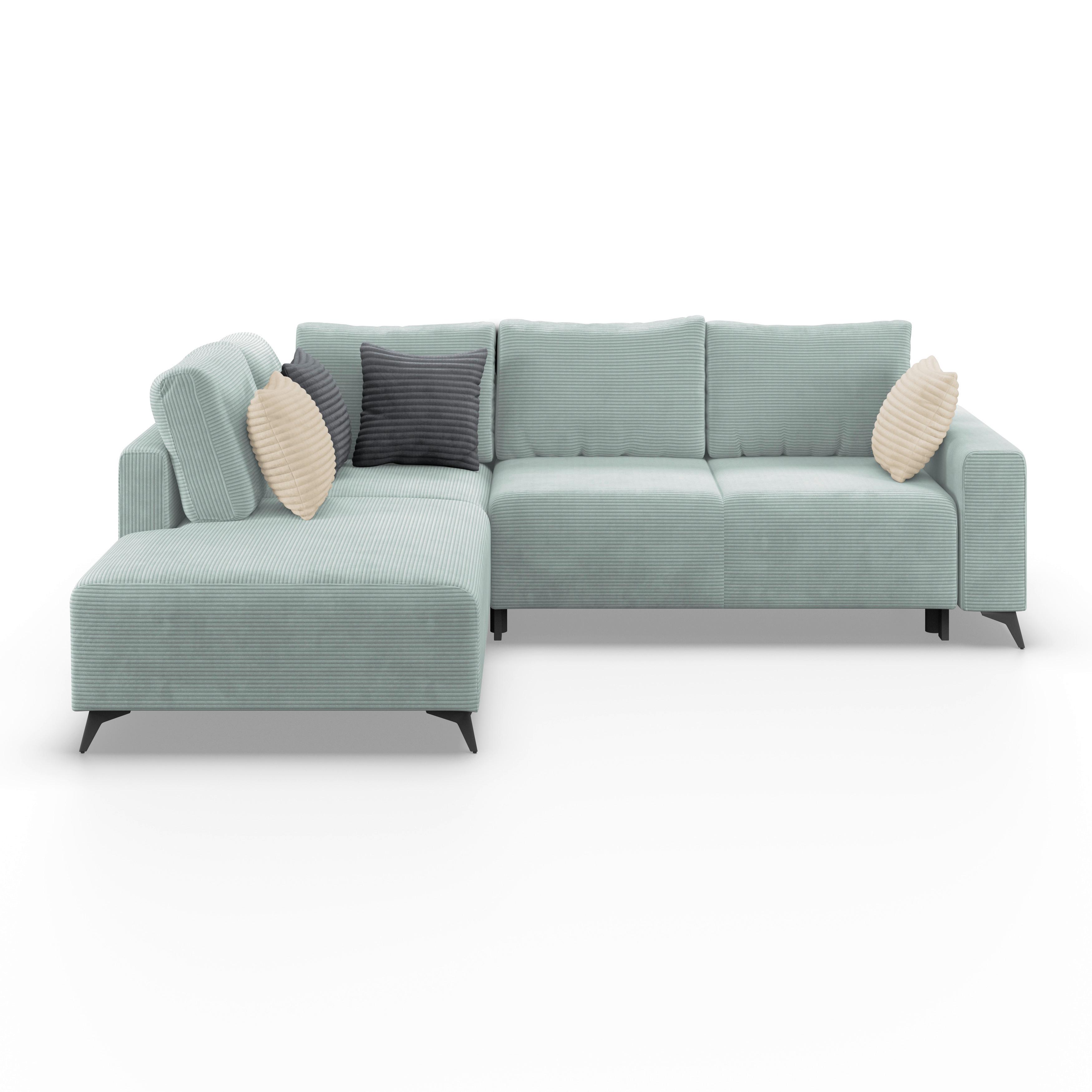 Ecksofa Mit Schlaffunktion Lincoln Mint  Cord 212x270 Cm - Creme/Schwarz, MODERN, Textil (212/270cm)