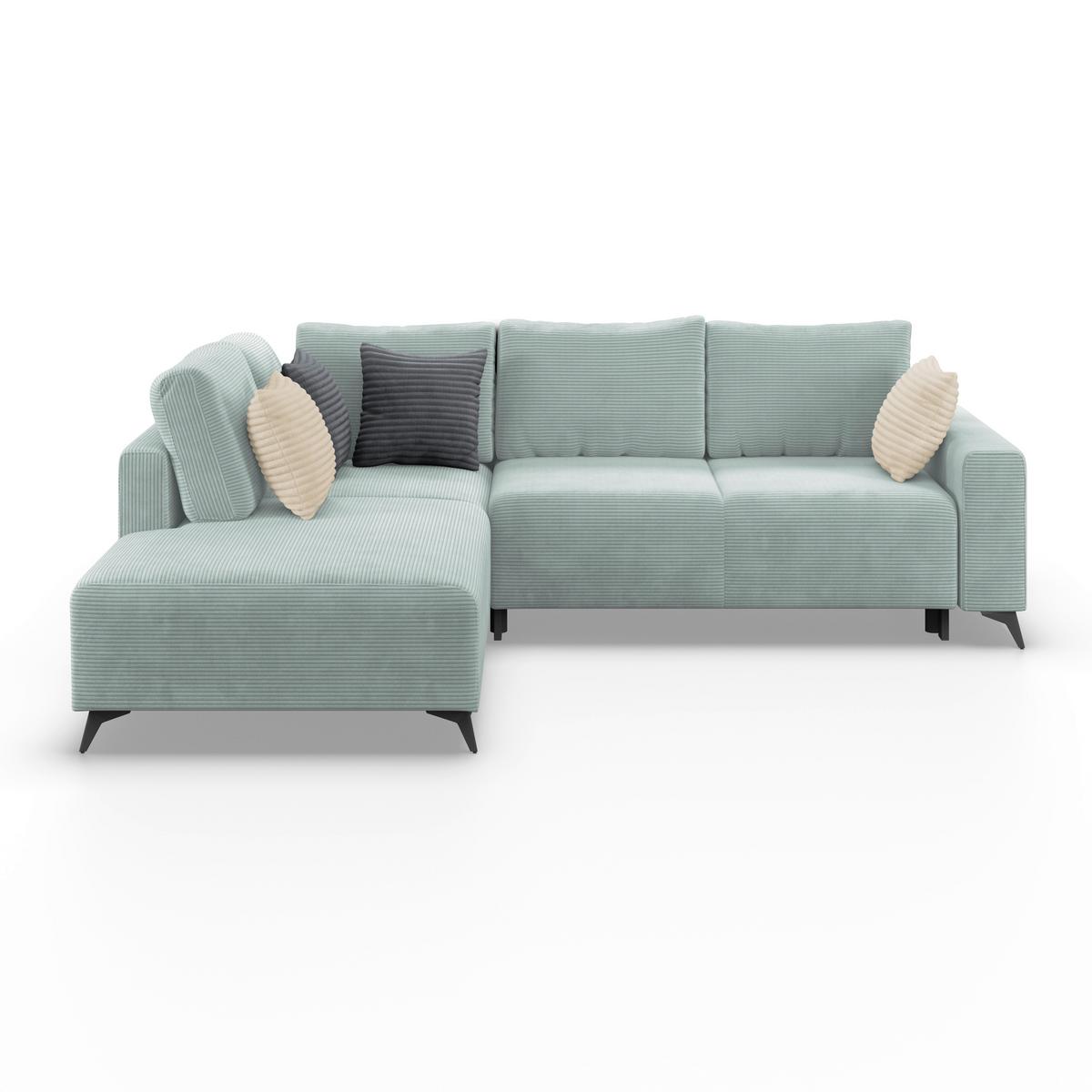 Ecksofa Mit Schlaffunktion Lincoln Mint  Cord 212x270 Cm - Creme/Schwarz, MODERN, Textil (212/270cm)