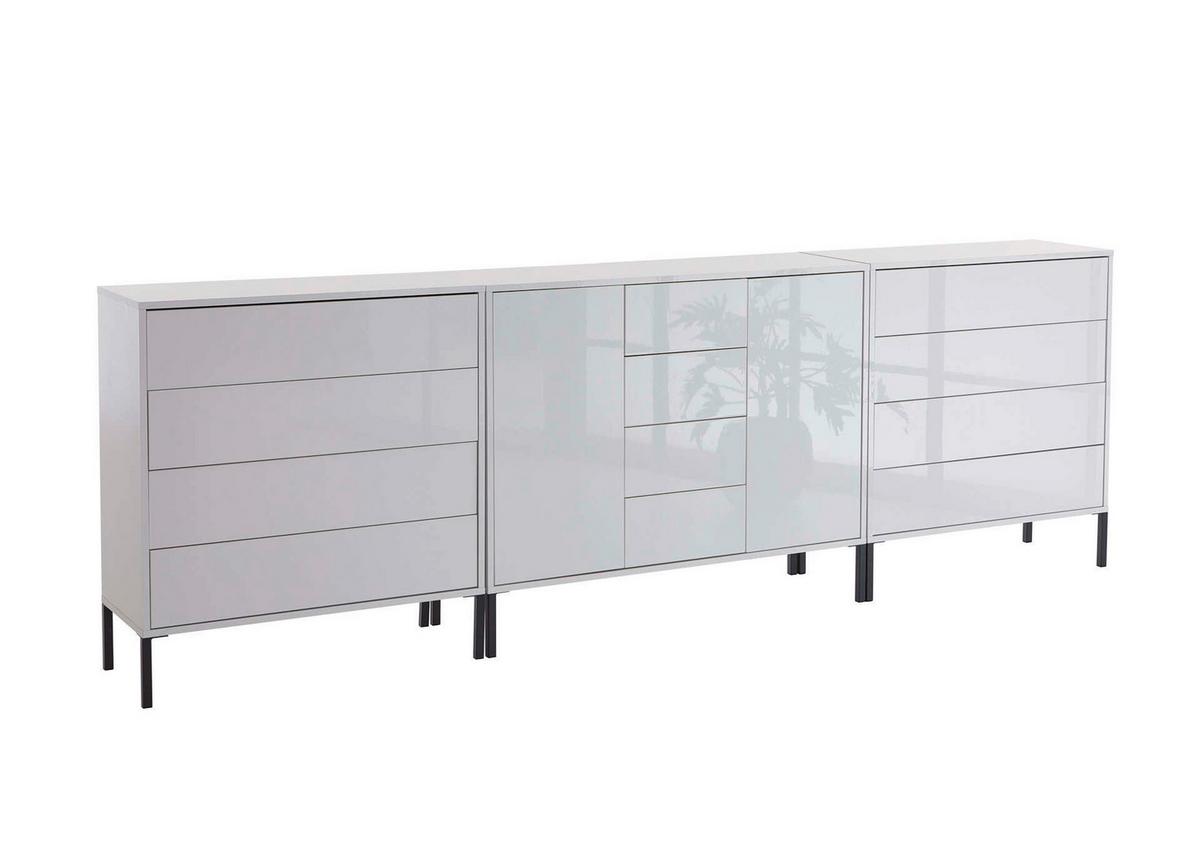 Sideboard Mailand 12 B: 264 Cm Weiß - Weiß Hochglanz/Anthrazit, MODERN, Holzwerkstoff (264/86/33cm) - MID.YOU