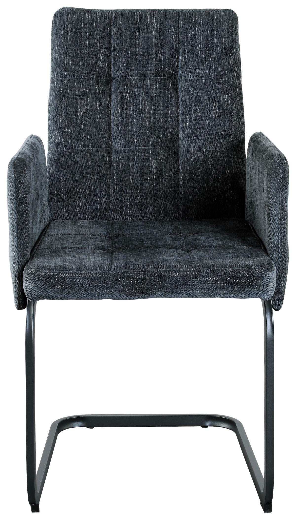 Armlehnstuhl Bordal Dunkelgrau Gepolstert - Dunkelgrau/Schwarz, MODERN, Textil/Metall (52/91/59,5cm) - MID.YOU