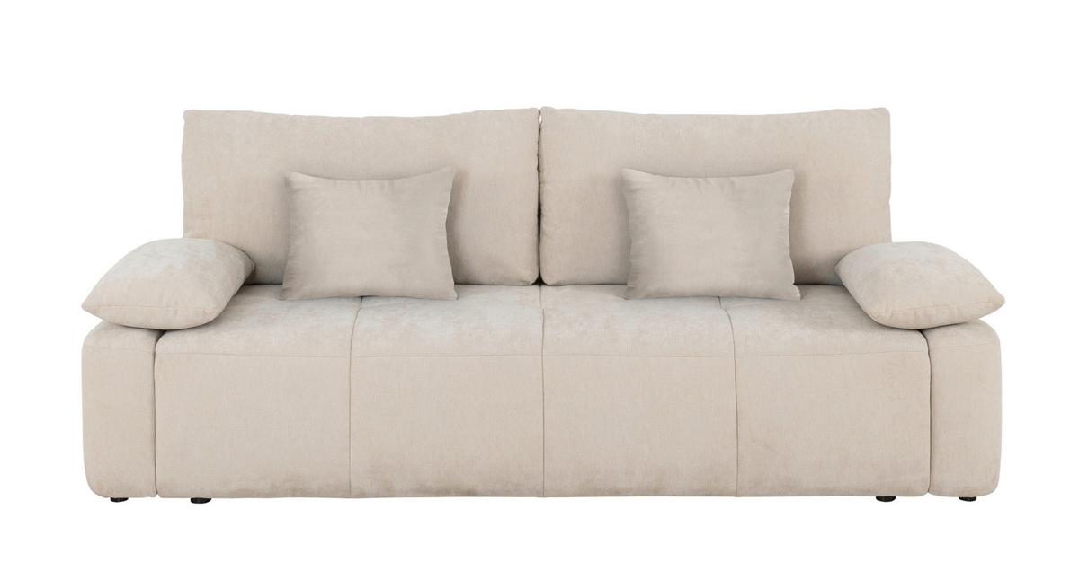 Schlafsofa Hello Lux 3Dl Beige B: 240cm - Beige/Schwarz, Design, Textil (240/93/108cm) - MID.YOU