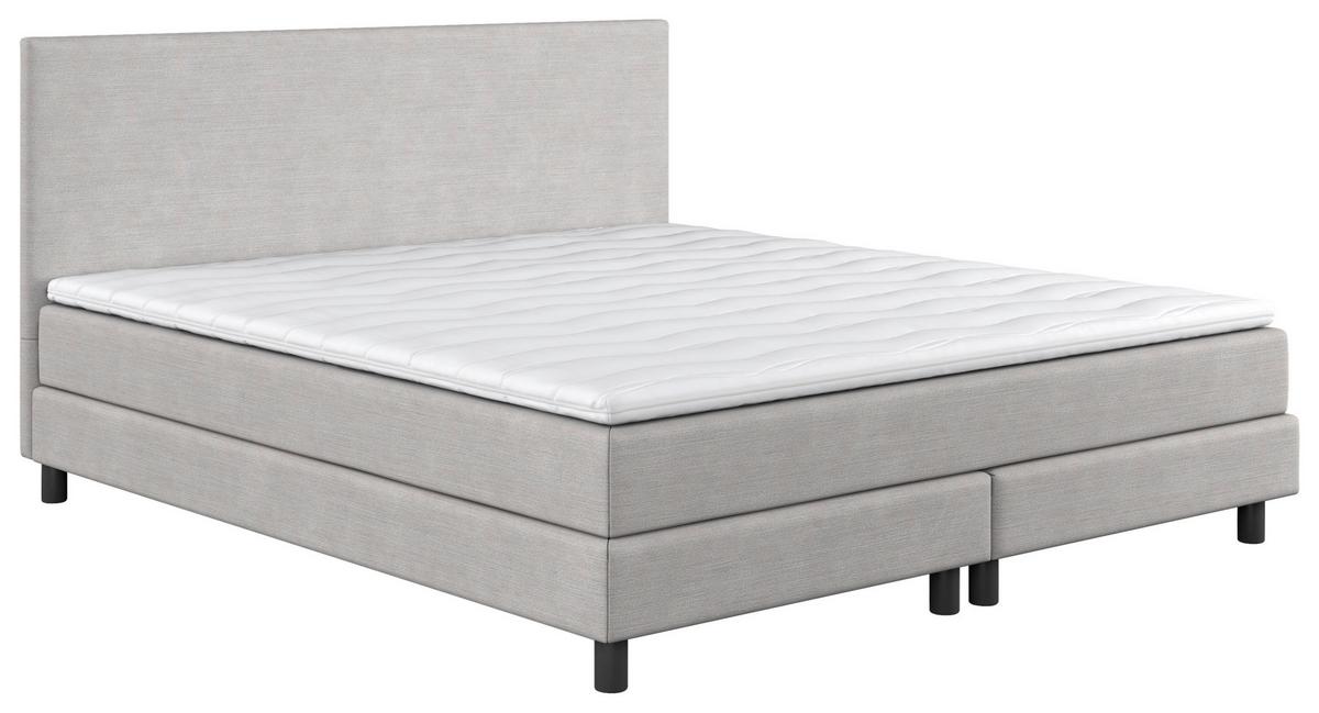 Boxbett mit Topper Andorra 180x200 cm Hellgrau - Hellgrau/Schwarz, MODERN, Holzwerkstoff/Textil (180/200cm) - MID.YOU