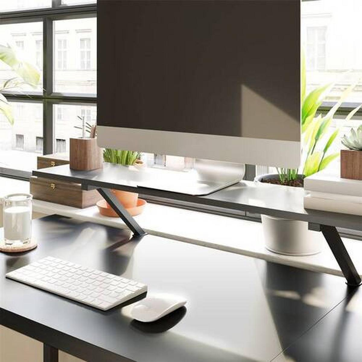 Eckschreibtisch Mit Ablageplatte B: 140, H: 92,2cm - Schwarz, Basics, Holzwerkstoff/Metall (140/130/92,2cm) - Boxxx