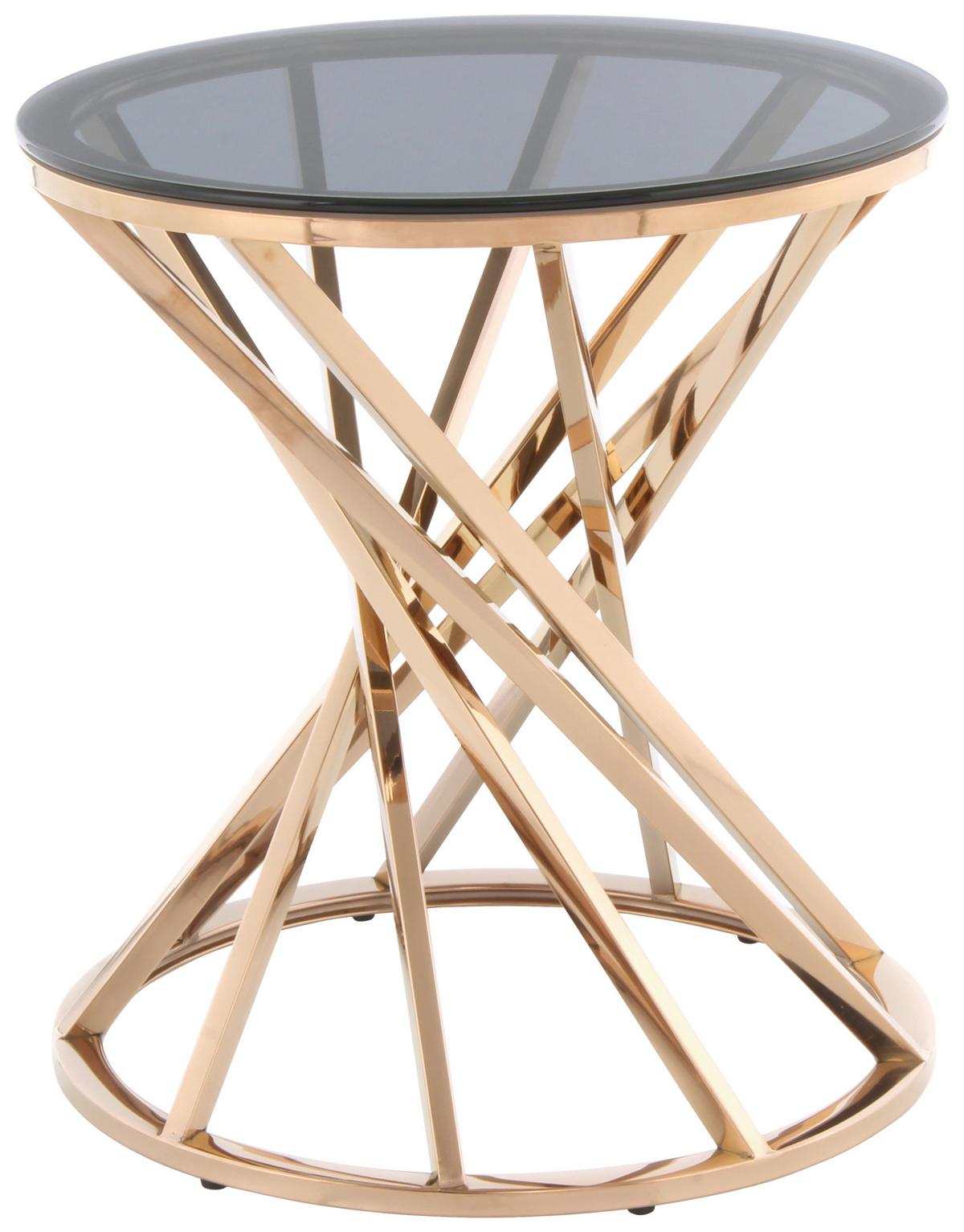 Beistelltisch Wesley 125 Grau/rosegold B: 40 Cm - Roségold/Grau, Design, Glas/Metall (40/40/42cm) - Kayoom