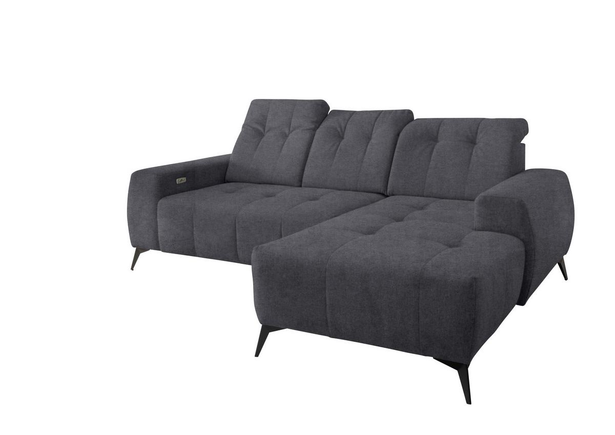 Ecksofa Mit Usb Anschluss Sano, Anthrazit, S: 258x180 Cm - Anthrazit/Schwarz, MODERN, Textil (258/180cm) - Livetastic