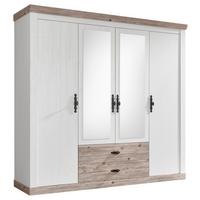 Kleiderschrank Florenz Pinie Weiß Dekor, B: 217cm - Hellbraun/Pinienfarben, Design, Holzwerkstoff (217/201/60cm) - MID.YOU