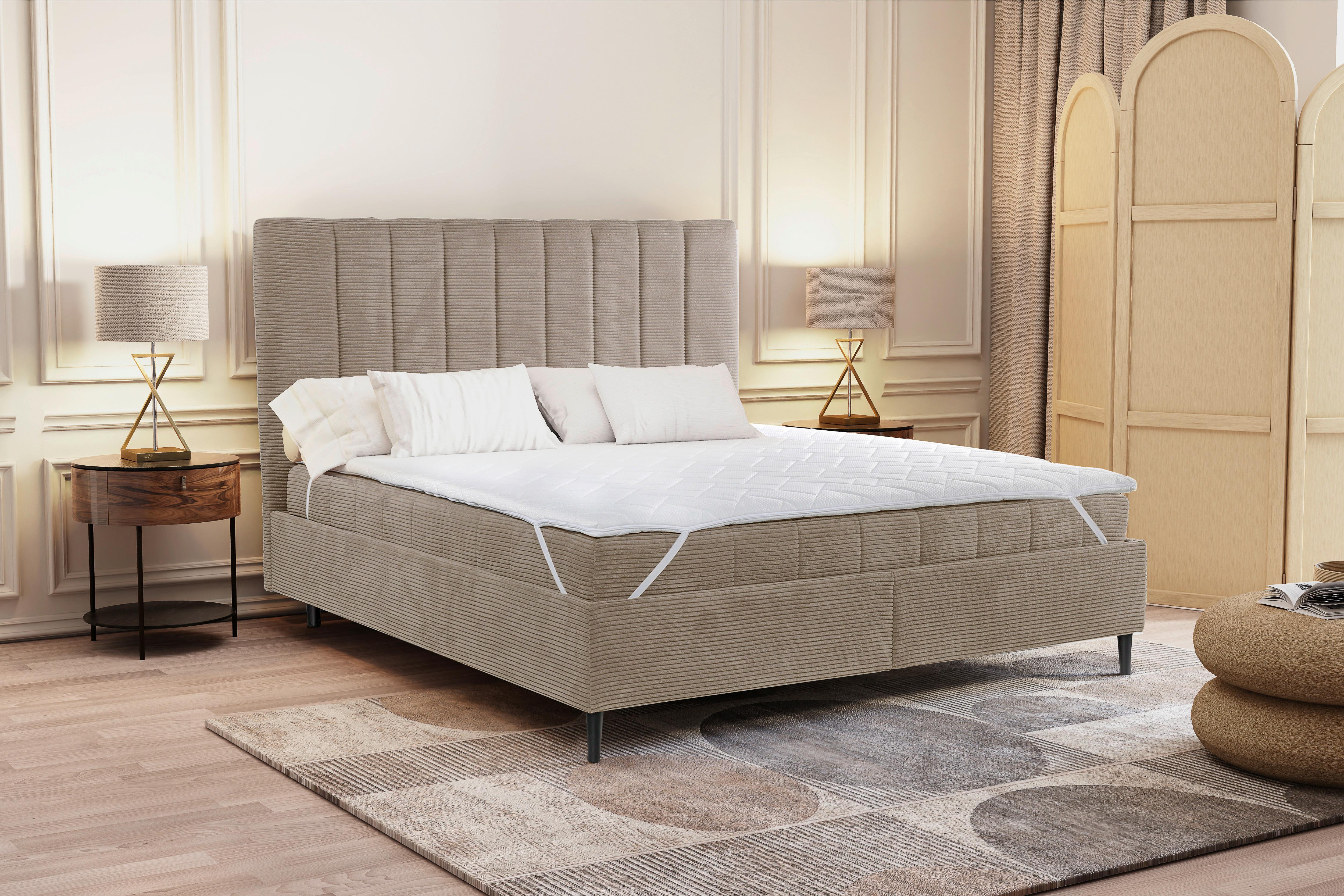 Polsterbett Mit Lattenrost Mia Beige 180x200 Cm - Beige/Creme, LIFESTYLE, Holz/Holzwerkstoff (180/200cm) - Livetastic