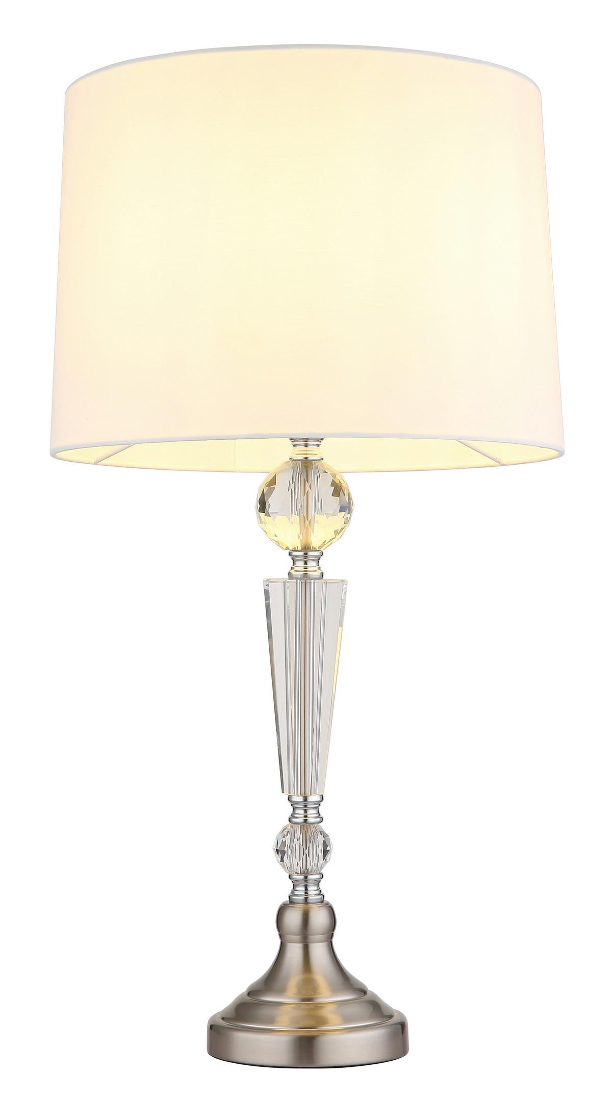 Tischleuchte 24146w - Klar/Weiß, KONVENTIONELL, Glas/Textil (35/66cm) - Globo