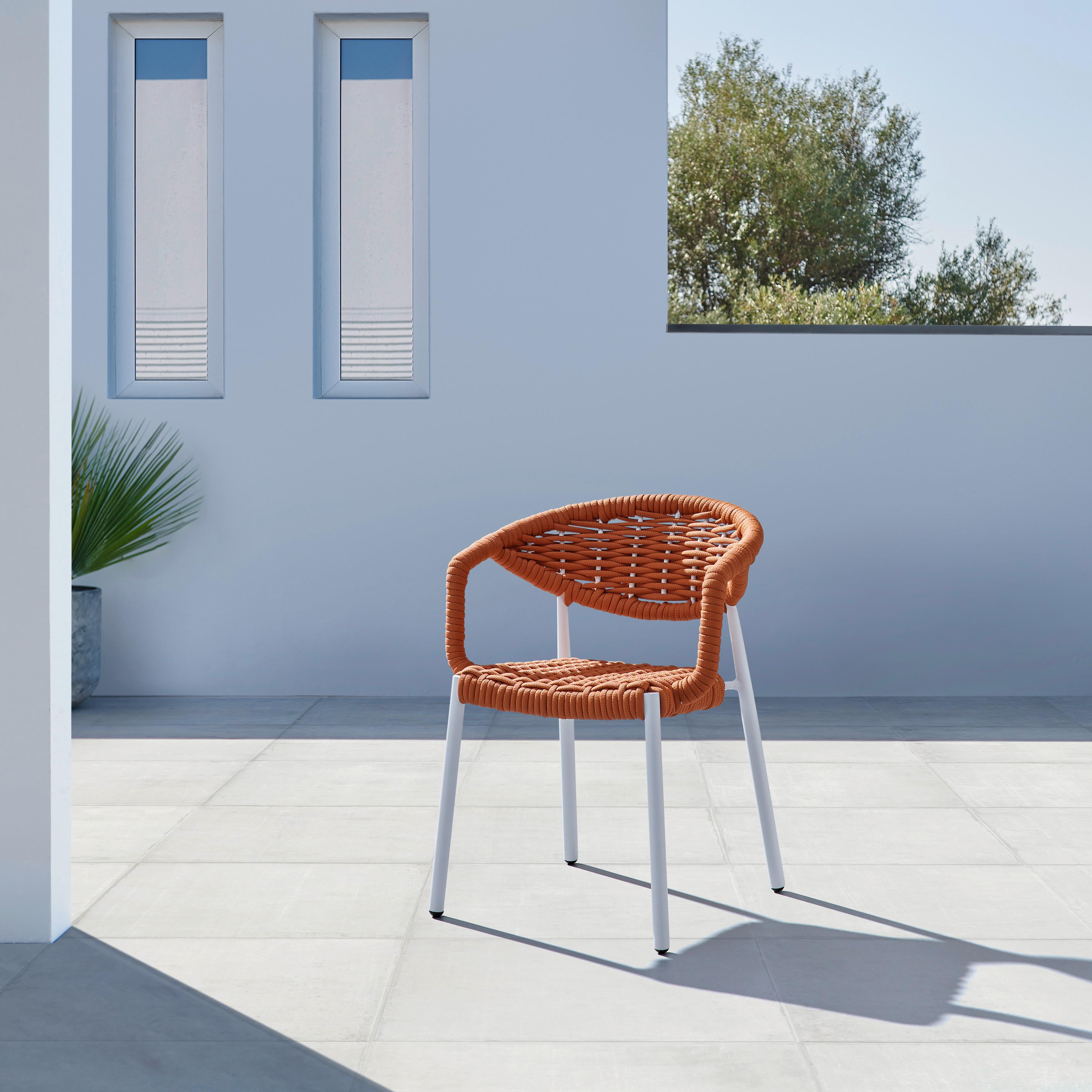 Zahradní židle ANTONIA oranžová - oranžová/bílá, Moderní, kov/textil (58/76/59cm) - Bessagi Garden