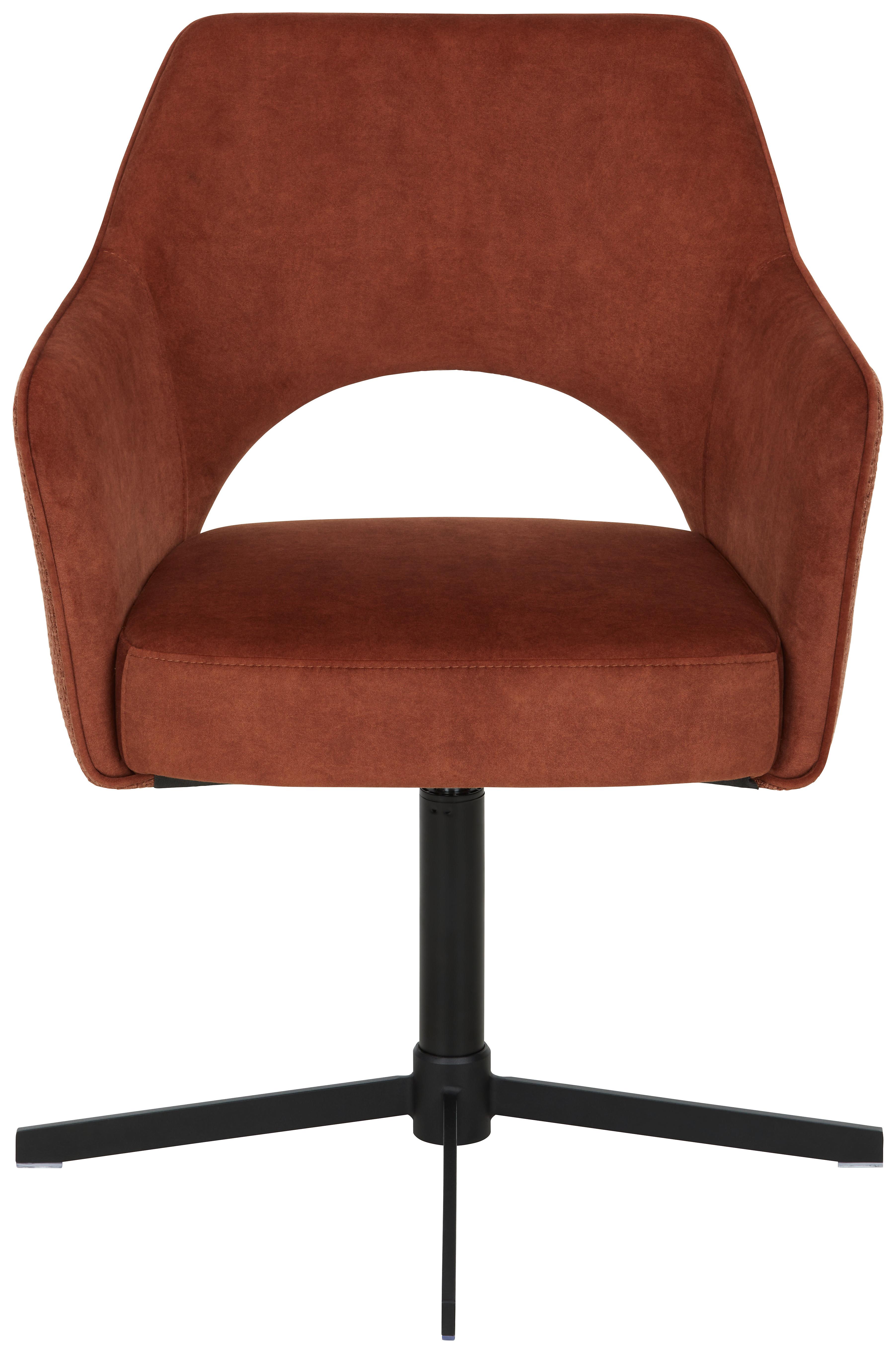 STOLIČKA S PODRÚČKAMI VALLETTA - čierna/hrdzavá, Konventionell, kov/textil (61/85/60cm) - Premium Living