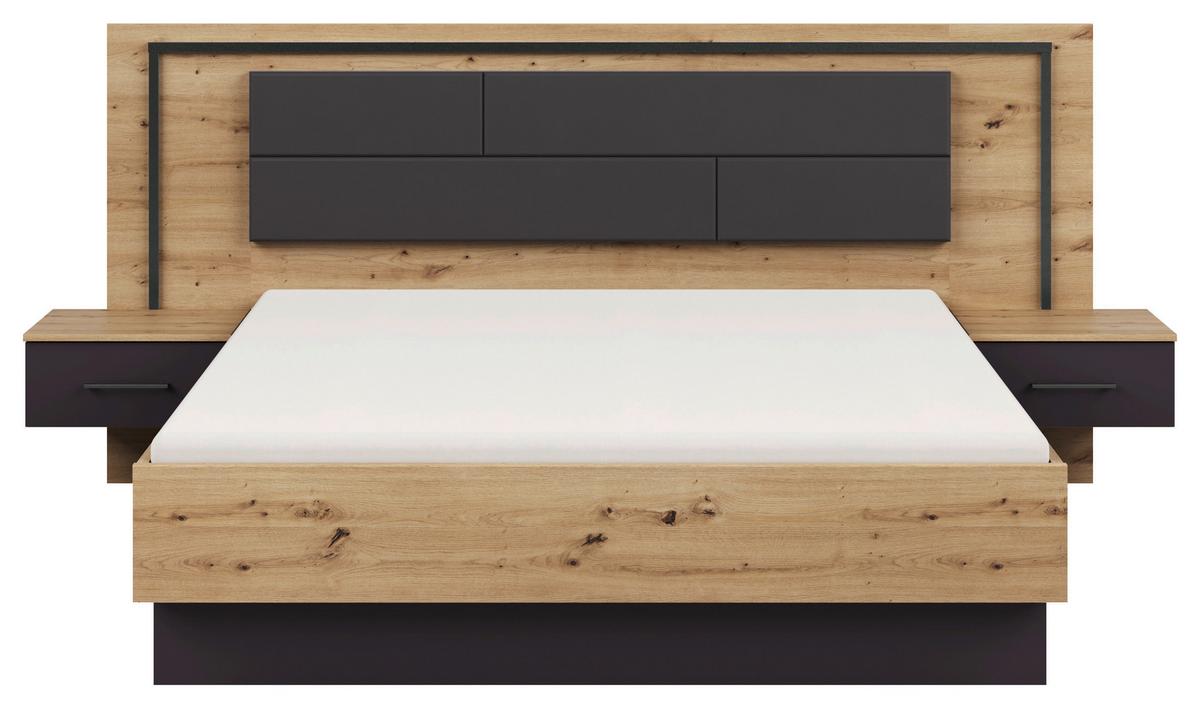 Bettanlage Bilbao Extra Eiche Artisan/Graulf:160x200cm - Eichefarben/Eiche Artisan, Design, Holzwerkstoff/Textil (160/200cm) - Rauch Möbel