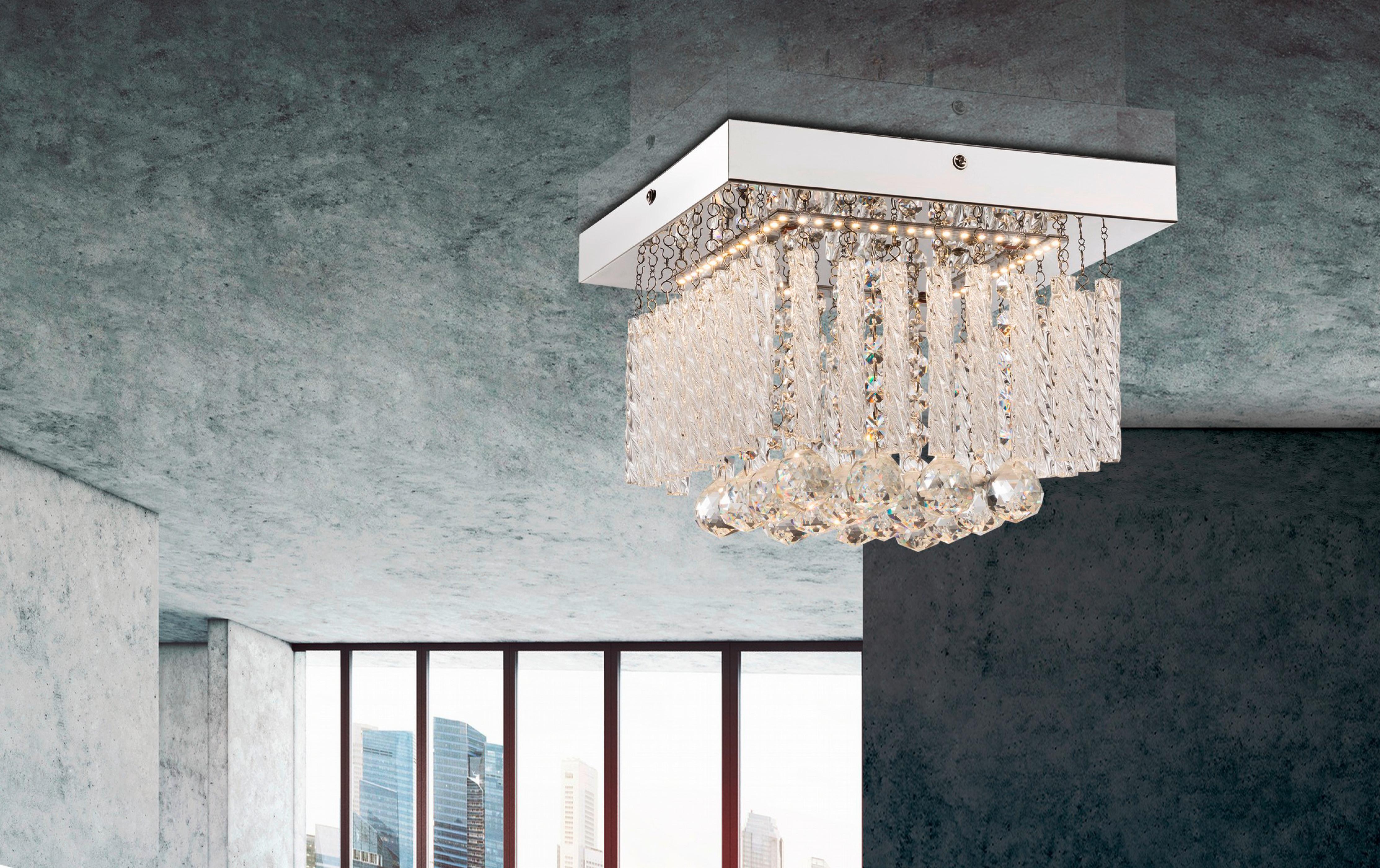 Led-deckenleuchte 68396-12 - Design, Glas/Metall (25/25/15cm) - Globo