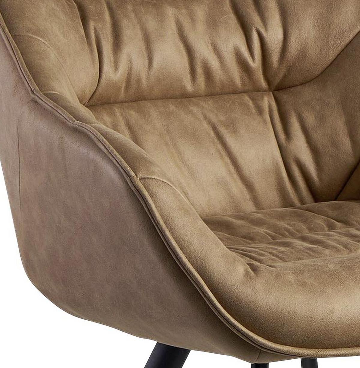 Židle s područkami WOHNLING  hnědá - černá/béžová, Moderní, kov/textil (60/85/64cm) - MID.YOU