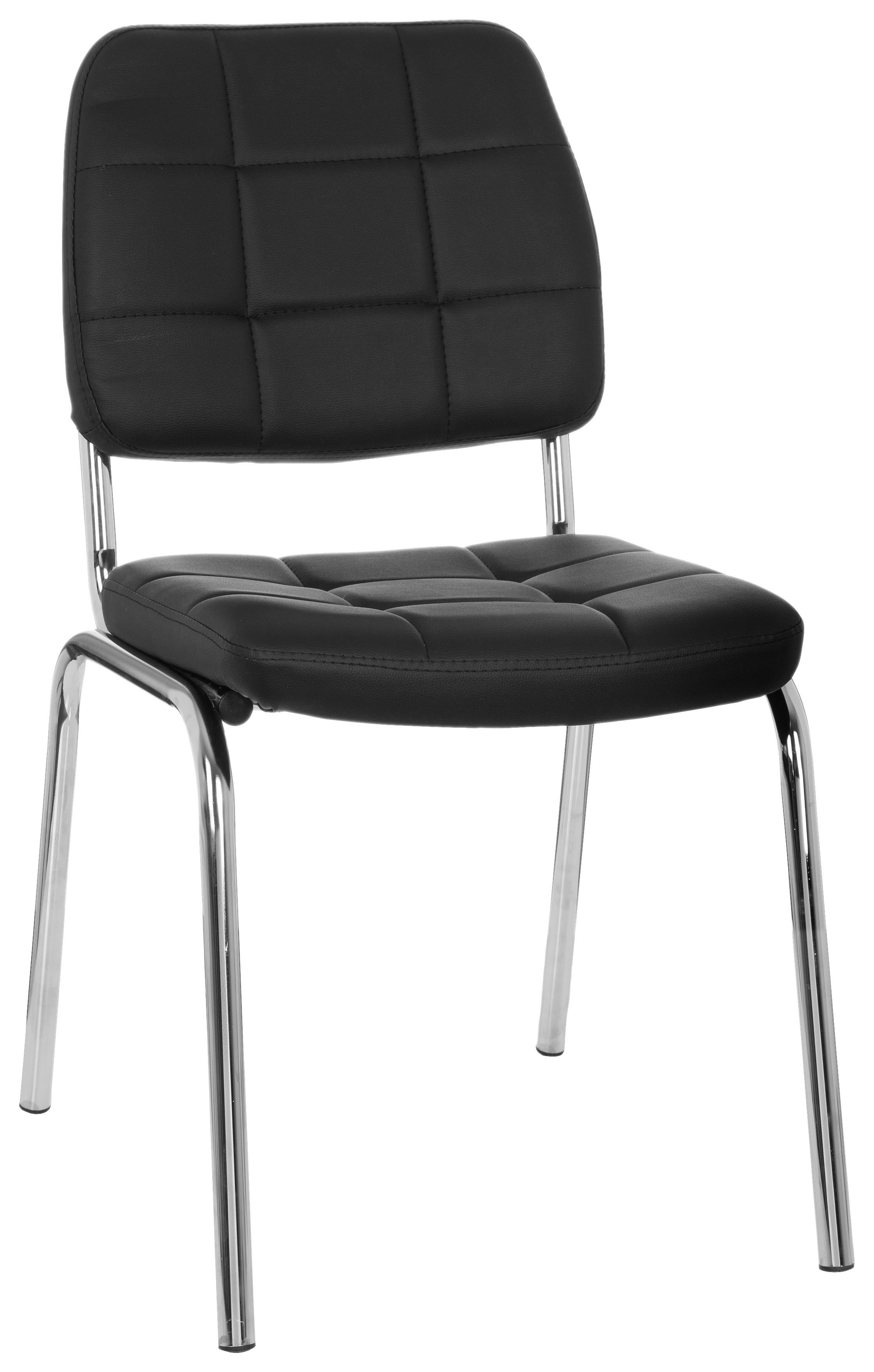 Besucherstuhl Piceno Lederlook Schwarz Bis 110 Kg - Chromfarben/Schwarz, MODERN, Textil/Metall (46/87/50cm) - MID.YOU