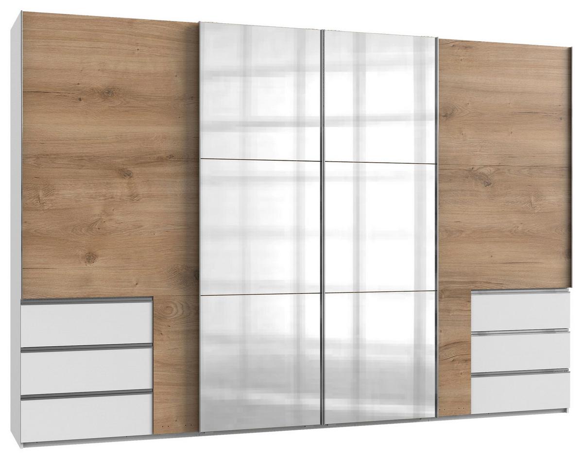 Schwebetürenschrank B: 350 Cm Level 36a Weiß/eiche Dekor - Eichefarben/Weiß, MODERN, Holzwerkstoff (350/236/65cm) - MID.YOU