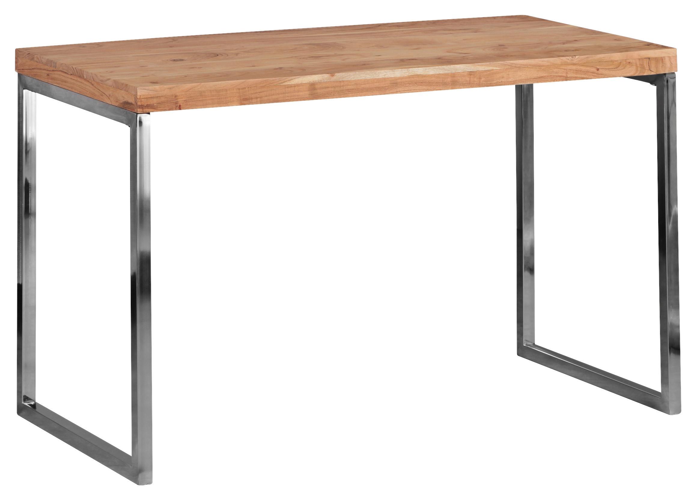 Písací stôl z dreva Akácie GUNA - farba akácie/chrómová, Design, kov/drevo (120/60/76cm) - MID.YOU